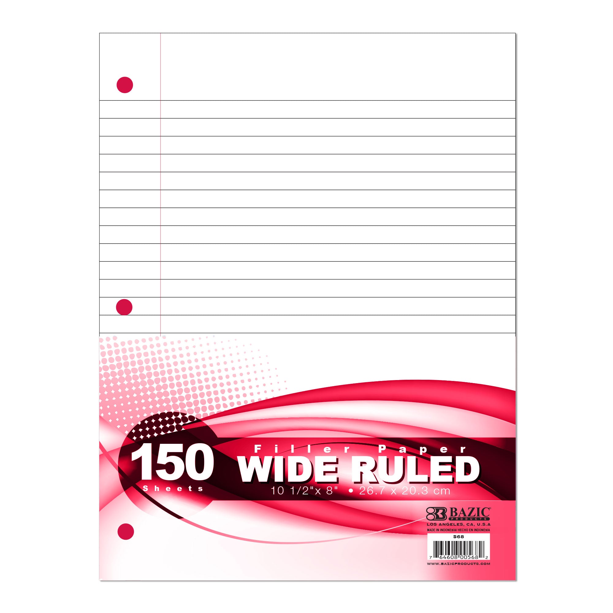Wide Ruled Filler Paper, 150 Sheets, 3-Hole Punched