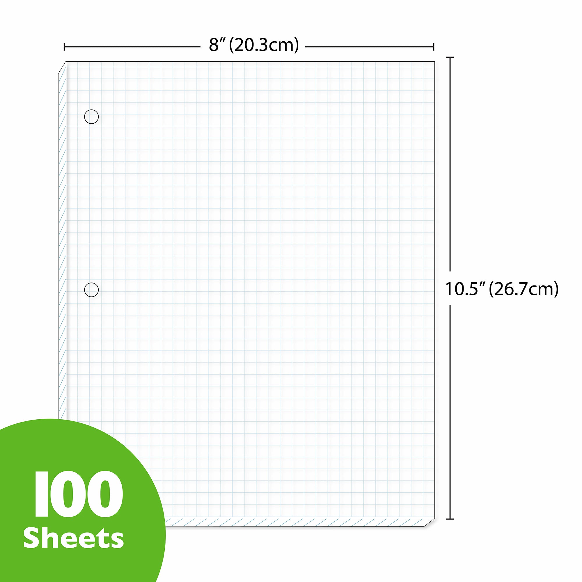 Graph Paper Loose Leaf, 100 Sheets, 4 Squares Per Inch