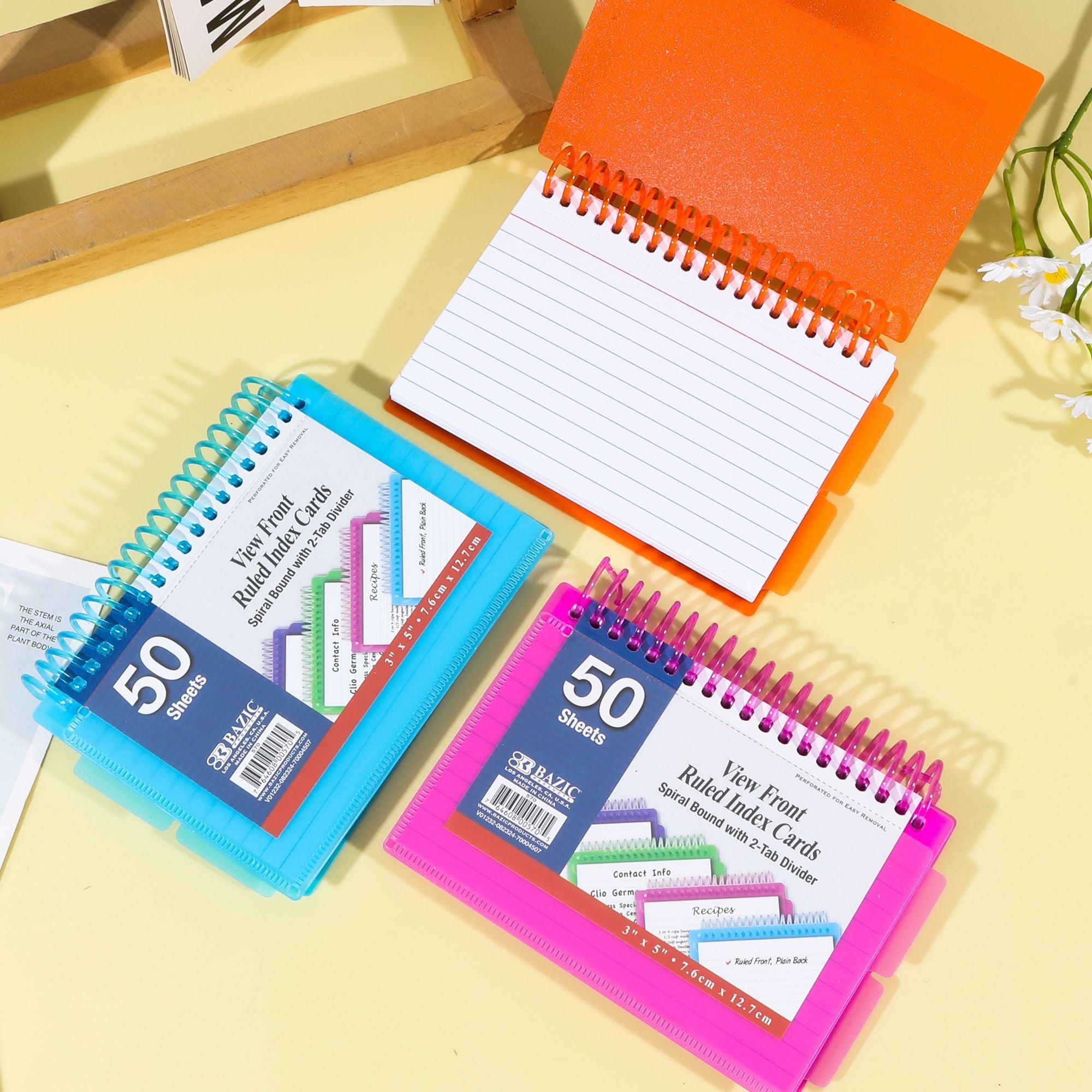 Ruled Index Cards, 3 x 5 in, Spiral Bound, Sturdy Card Stock