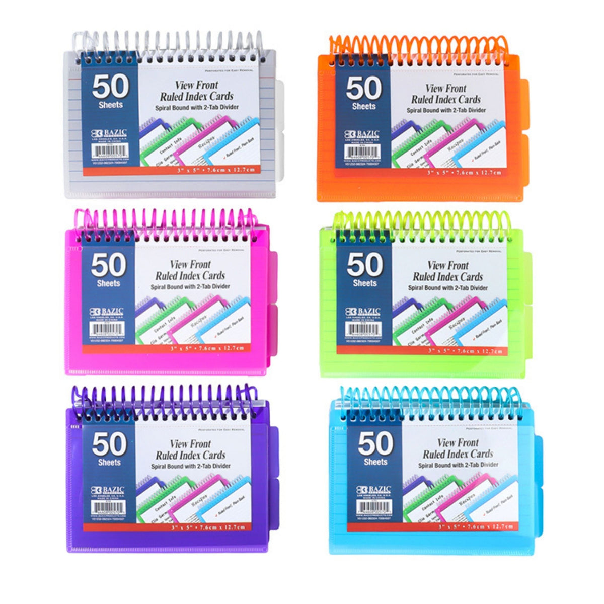 View Front Spiral Index Cards w/ Divider, 3 x 5 in