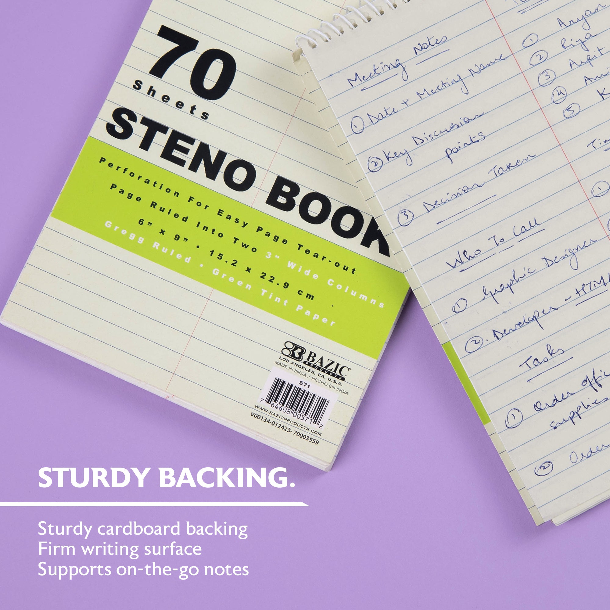Steno Book, 70 Sheets, 6" x 9", Gregg Ruled
