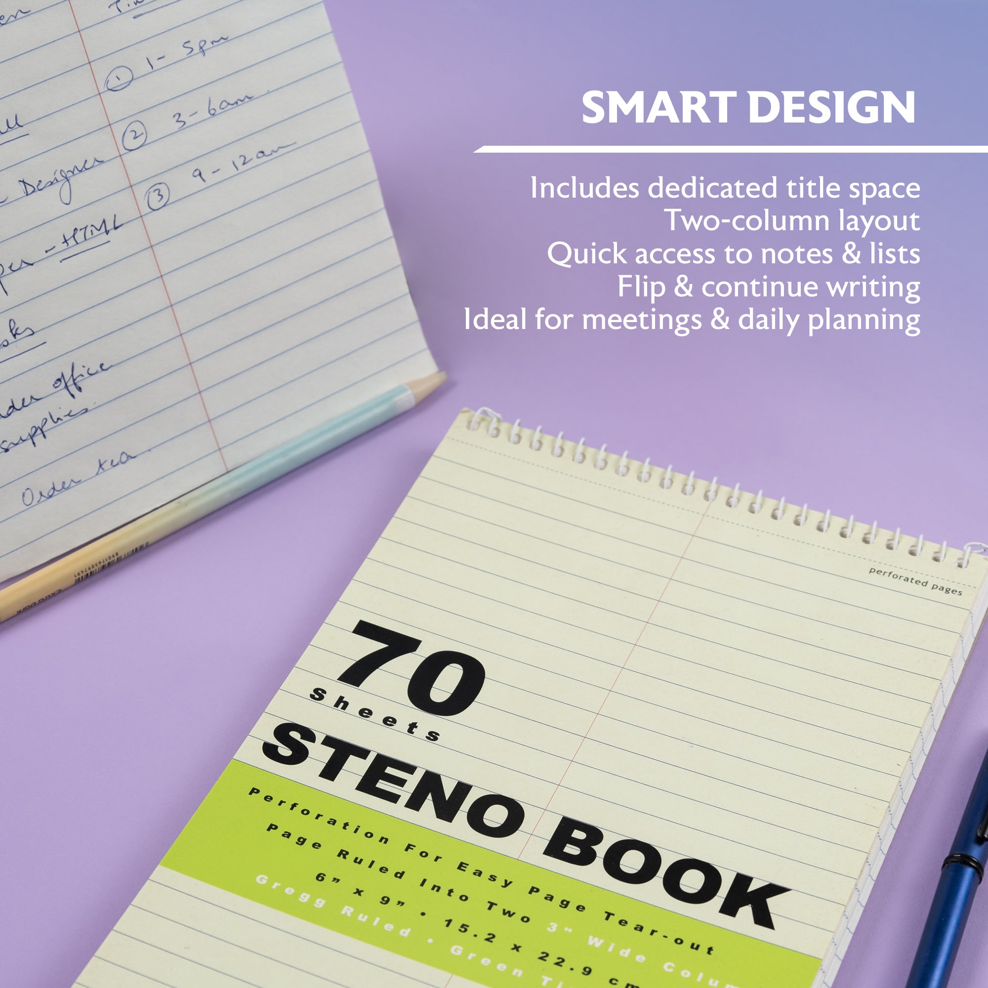 Steno Book, 70 Sheets, 6" x 9", Gregg Ruled