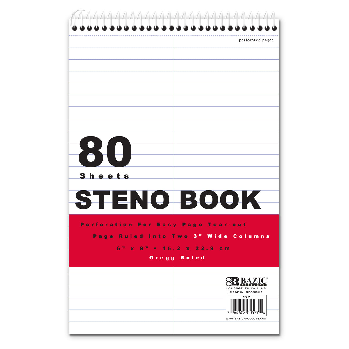 White Paper Gregg Ruled Steno Book