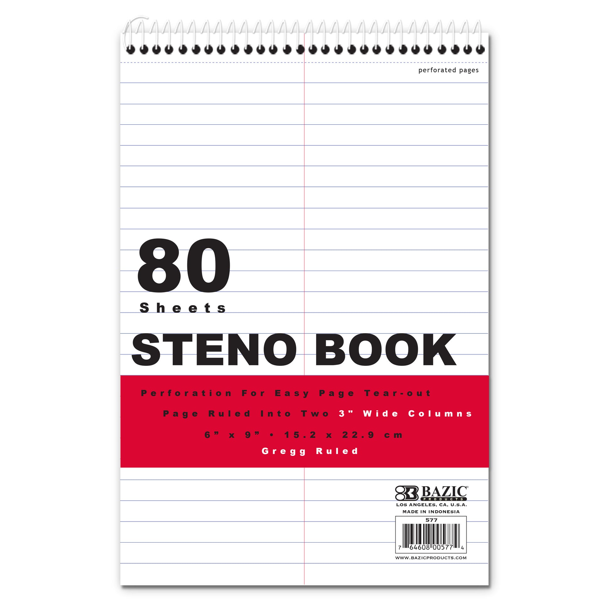 White Paper Gregg Ruled Steno Book