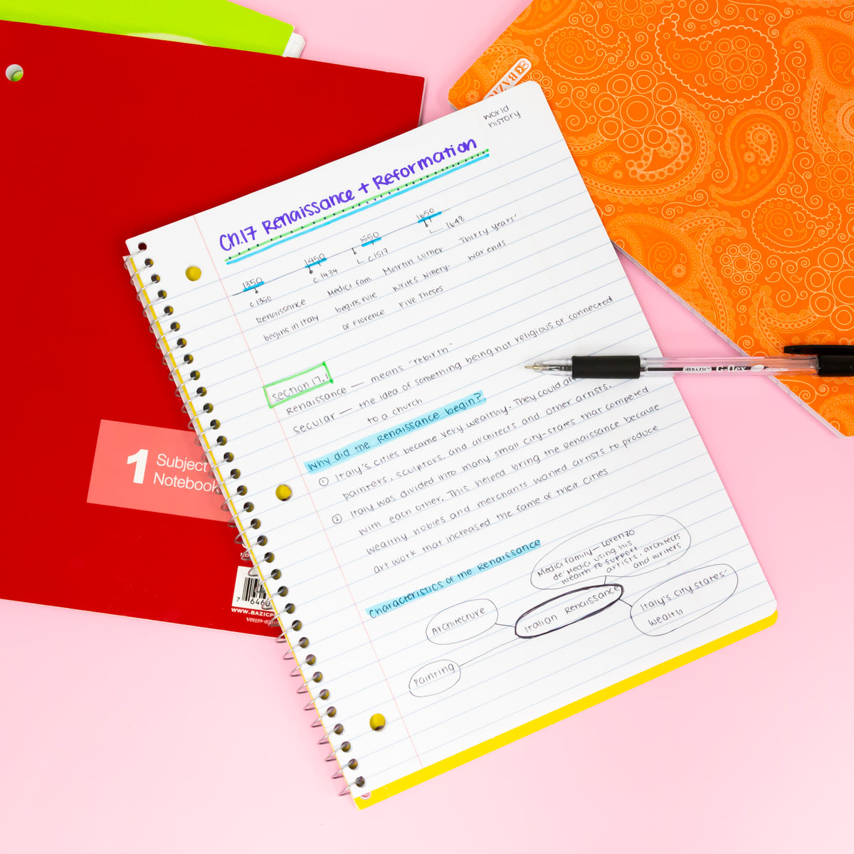 5-Subject Spiral Notebook, College-Ruled