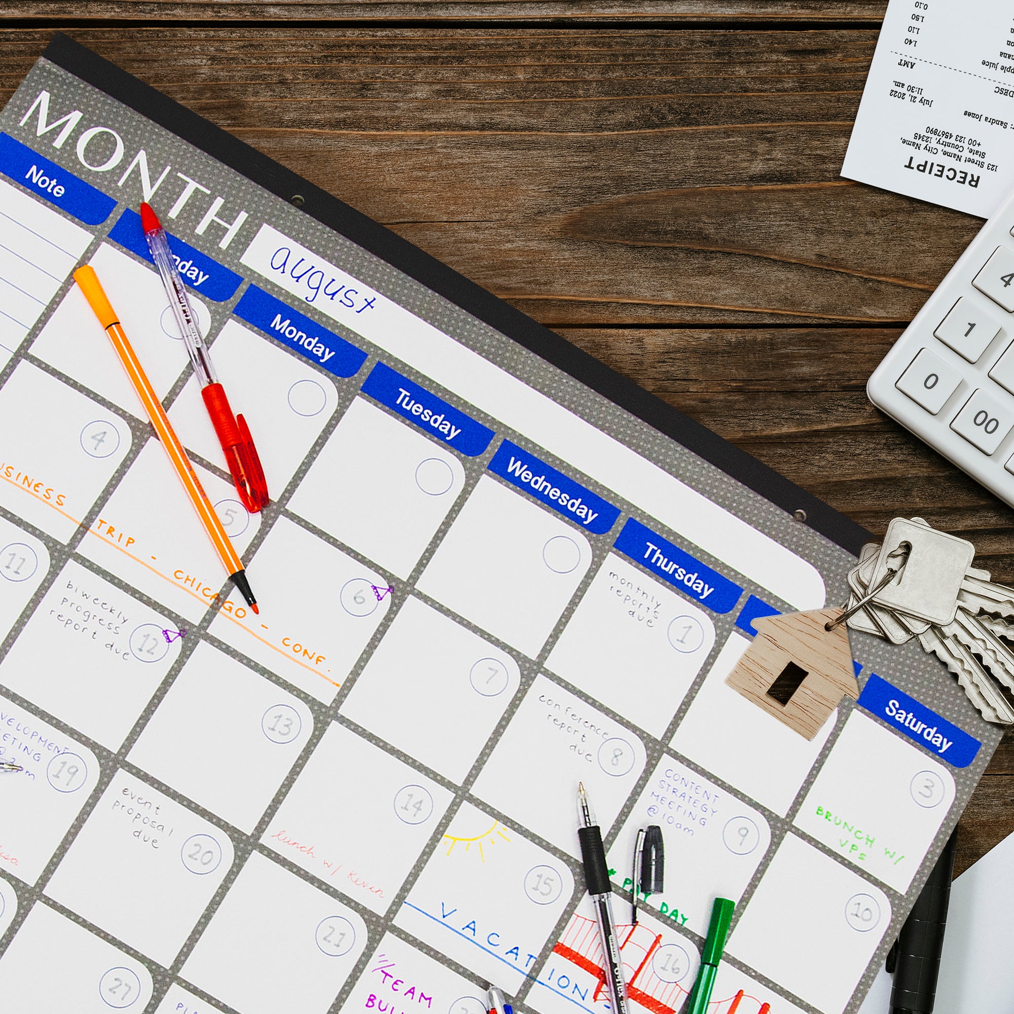 Undated 12-Month Desk Pad Calendar, 17 x 22 in