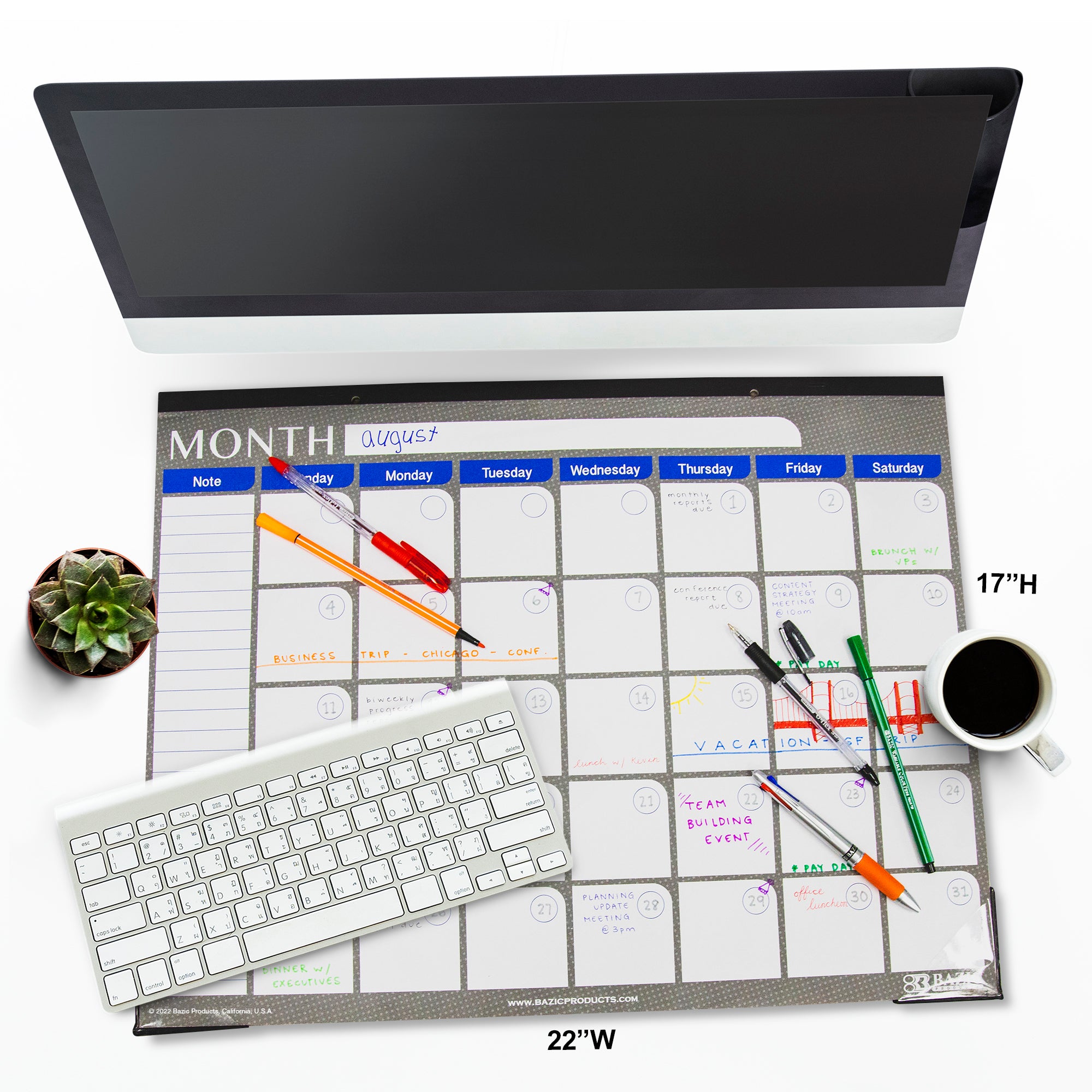Undated 12-Month Desk Pad Calendar, 17 x 22 in