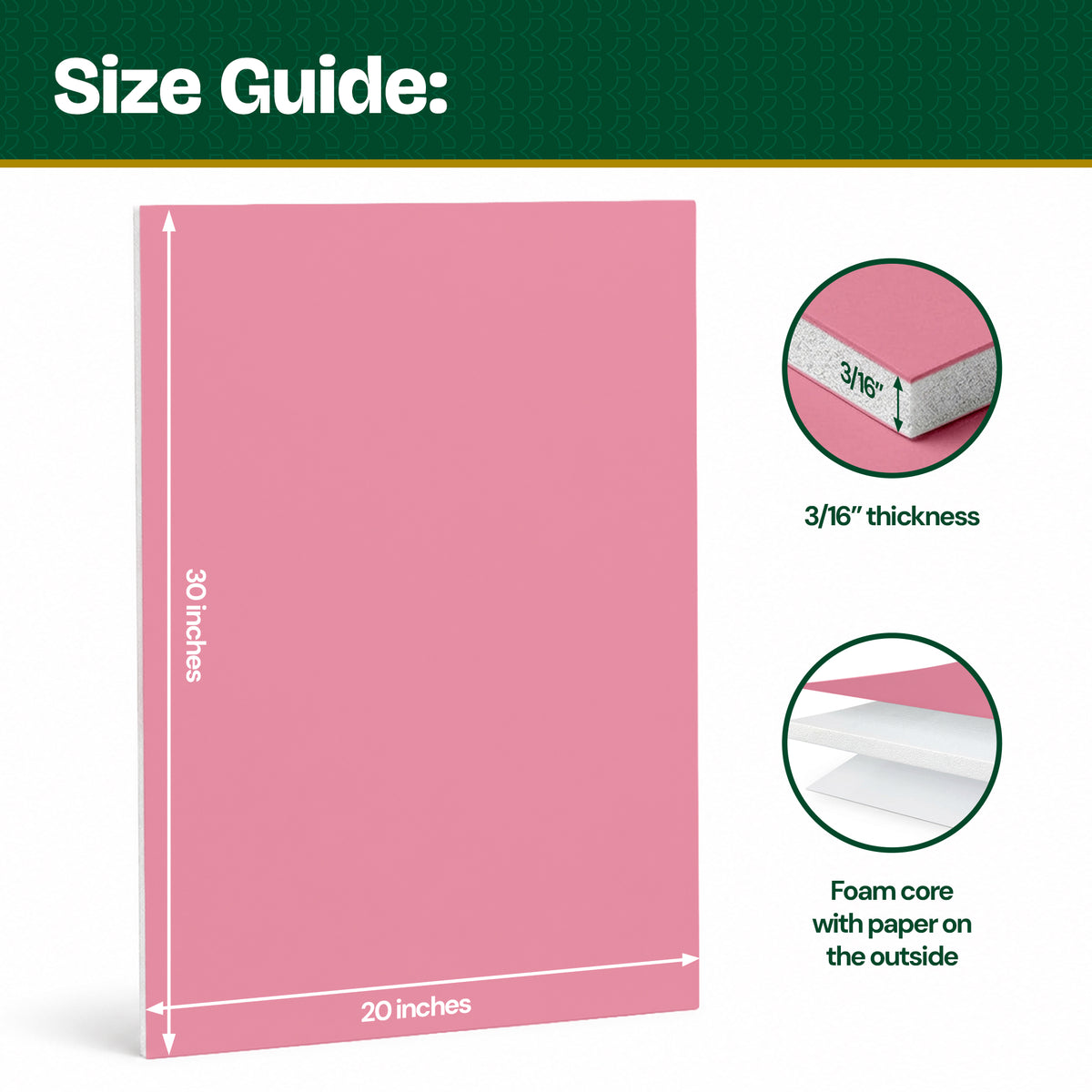Pink Foam Board, 20 x 30 in, 3/16 in Thick