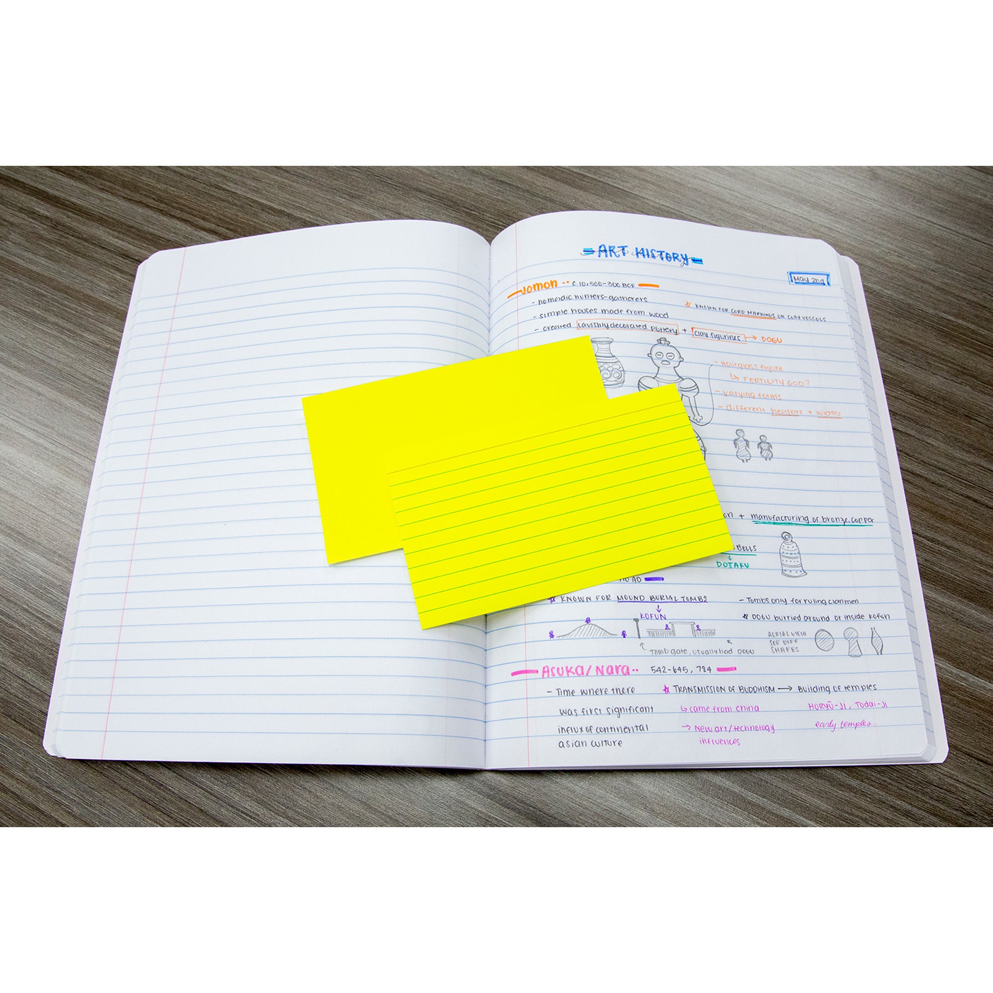 Fluorescent Ruled Index Cards, 3" x 5", 75 Sheets
