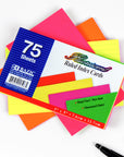 Ruled Fluorescent Colored Index Card 3" X 5" 75 Ct.