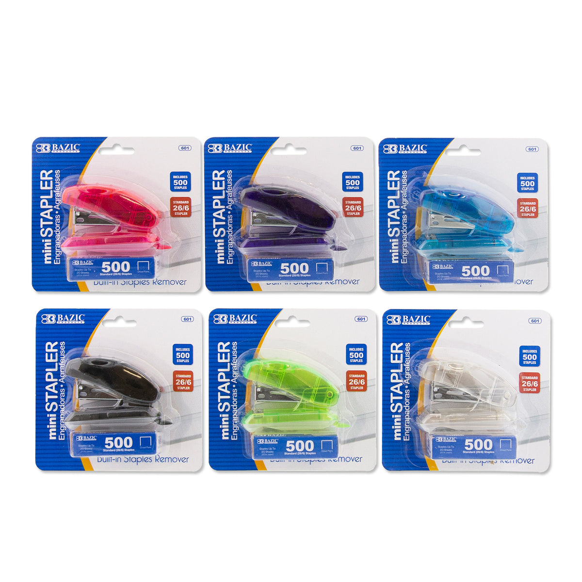 Mini Stapler, Standard 26/6, with 500 Staples