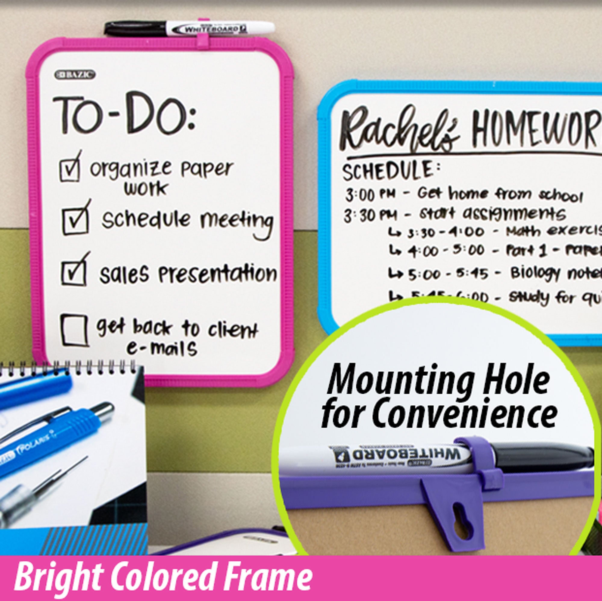 Assorted Color Dry Erase Board, 8.5 x 11 in, with Marker