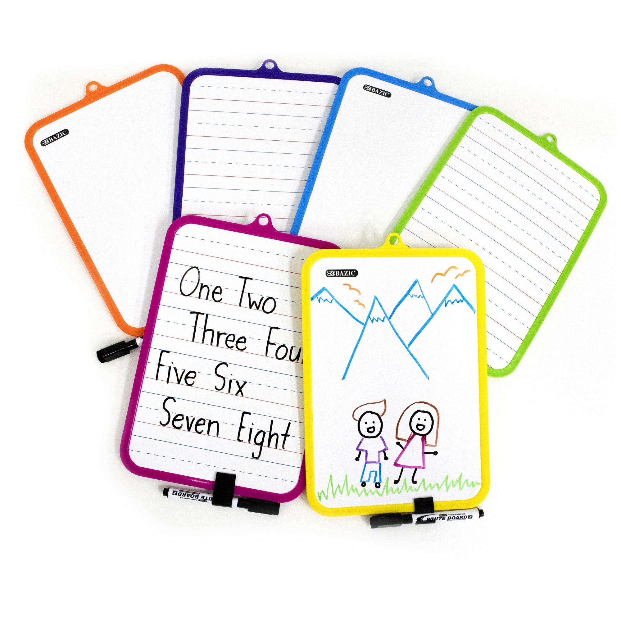Double-Sided Dry Erase Board, 7.4 x 10.3 in, with Marker