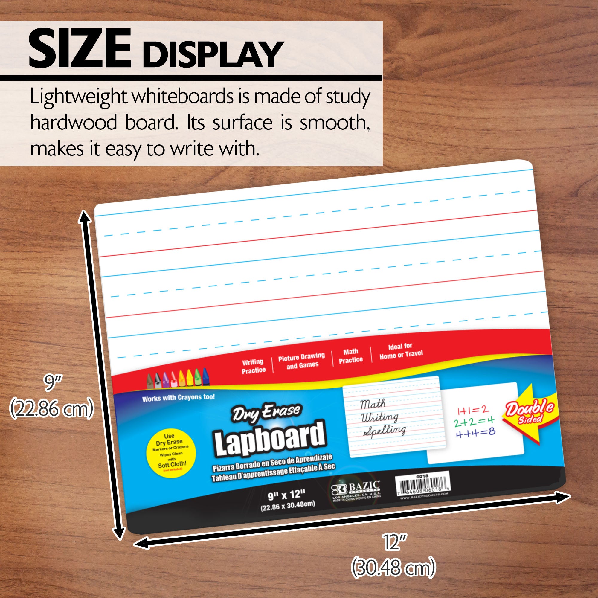 Dry Erase Lapboard, 9" x 12", Double-Sided