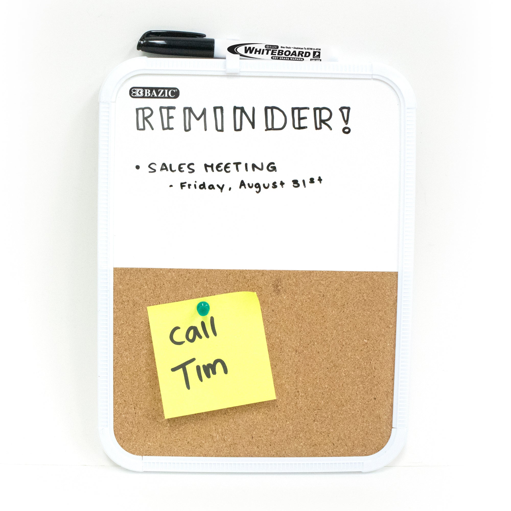 Dry Erase and Cork Combo Board, 8.5 x 11 in, with Marker