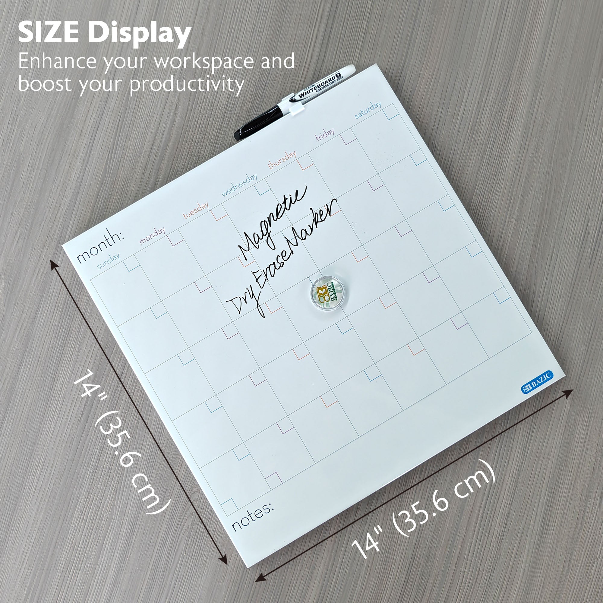 CUBIX Magnetic Dry Erase Calendar Tile, 14 x 14 in