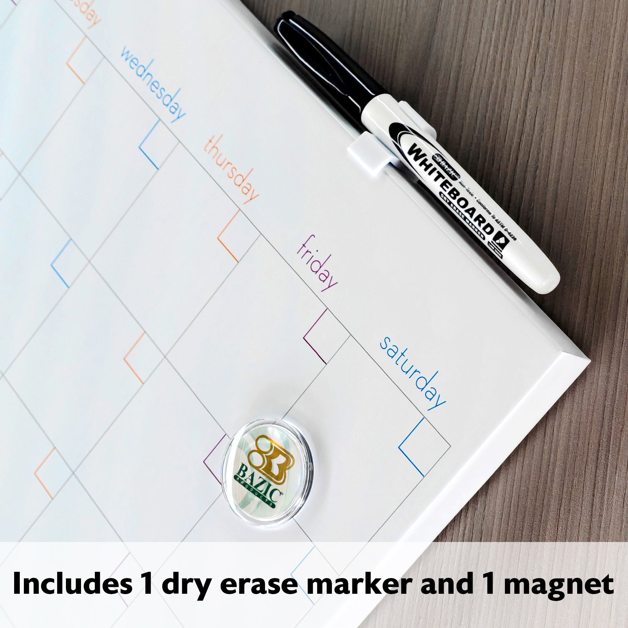 CUBIX Magnetic Dry Erase Calendar Tile, 14 x 14 in