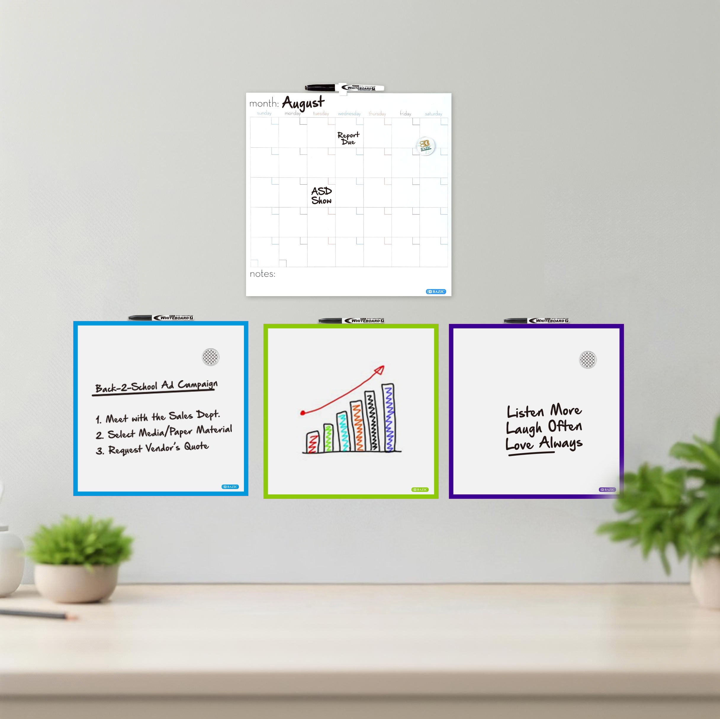 CUBIX Magnetic Dry Erase Calendar Tile, 14 x 14 in