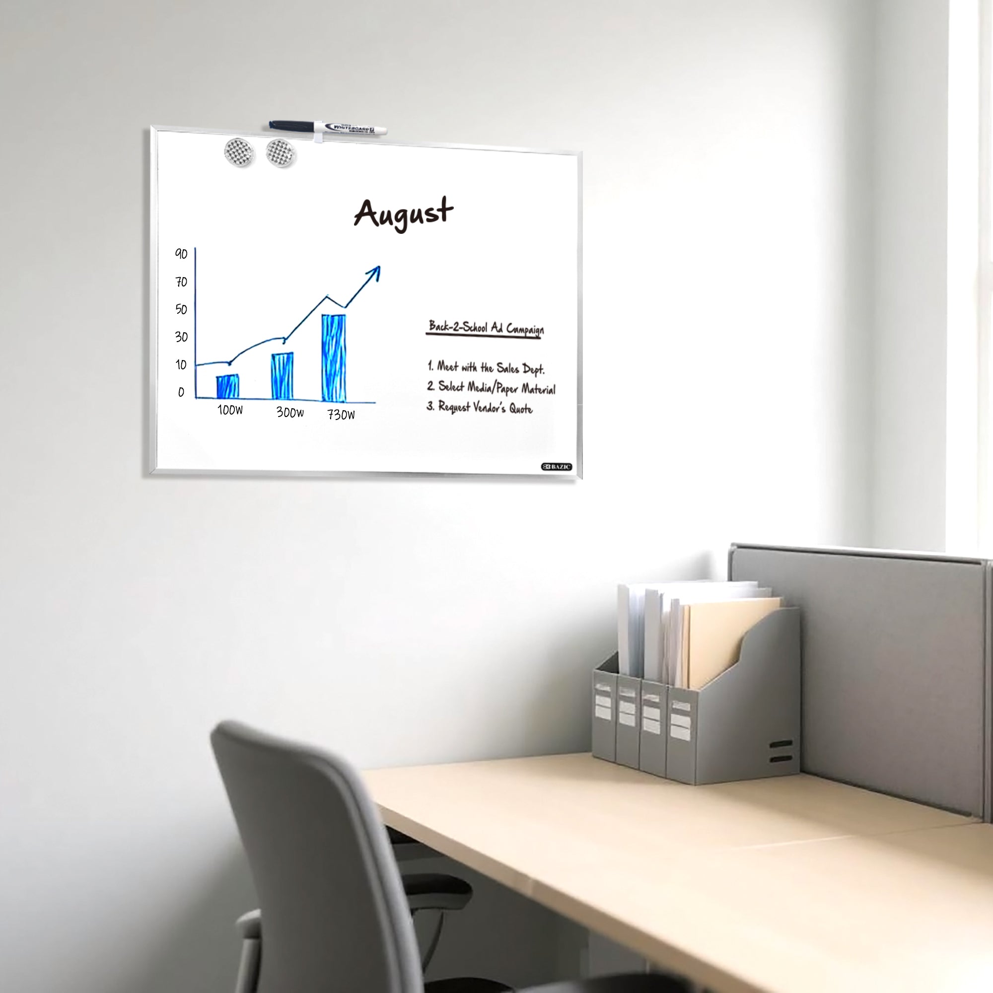 METALLIQUE Magnetic Dry Erase Board, 16 x 20 in