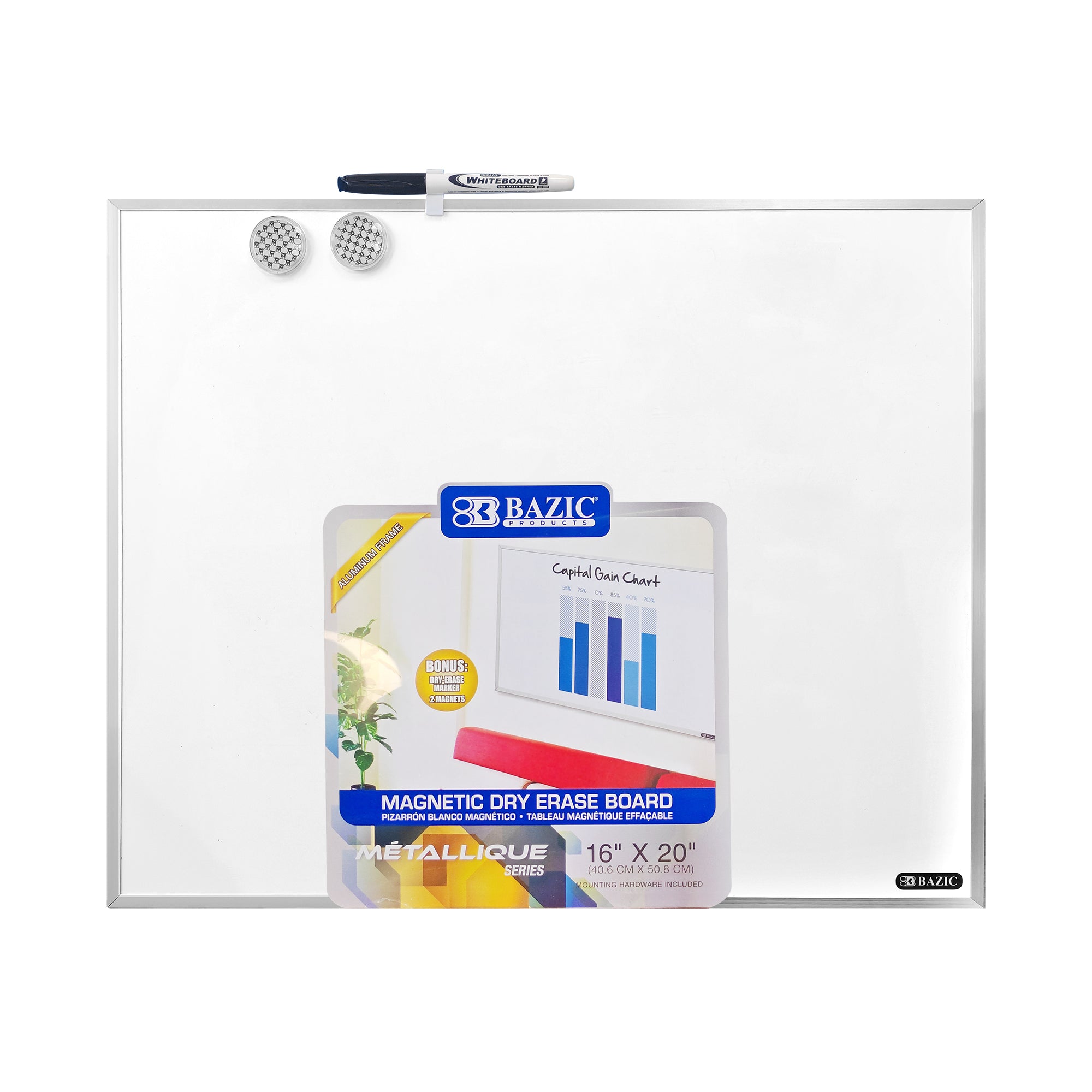 METALLIQUE Magnetic Dry Erase Board, 16 x 20 in