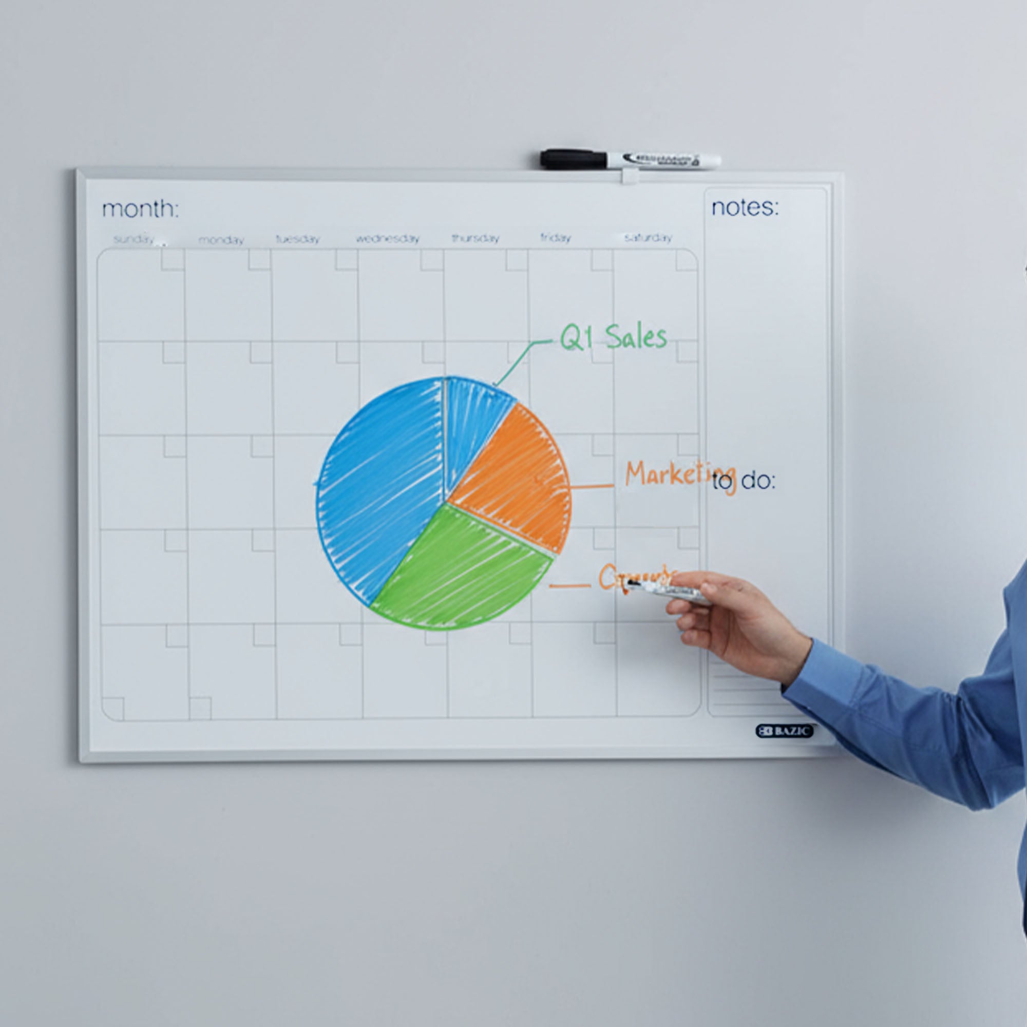 METALLIQUE Magnetic Dry Erase Calendar, 16 x 20 in