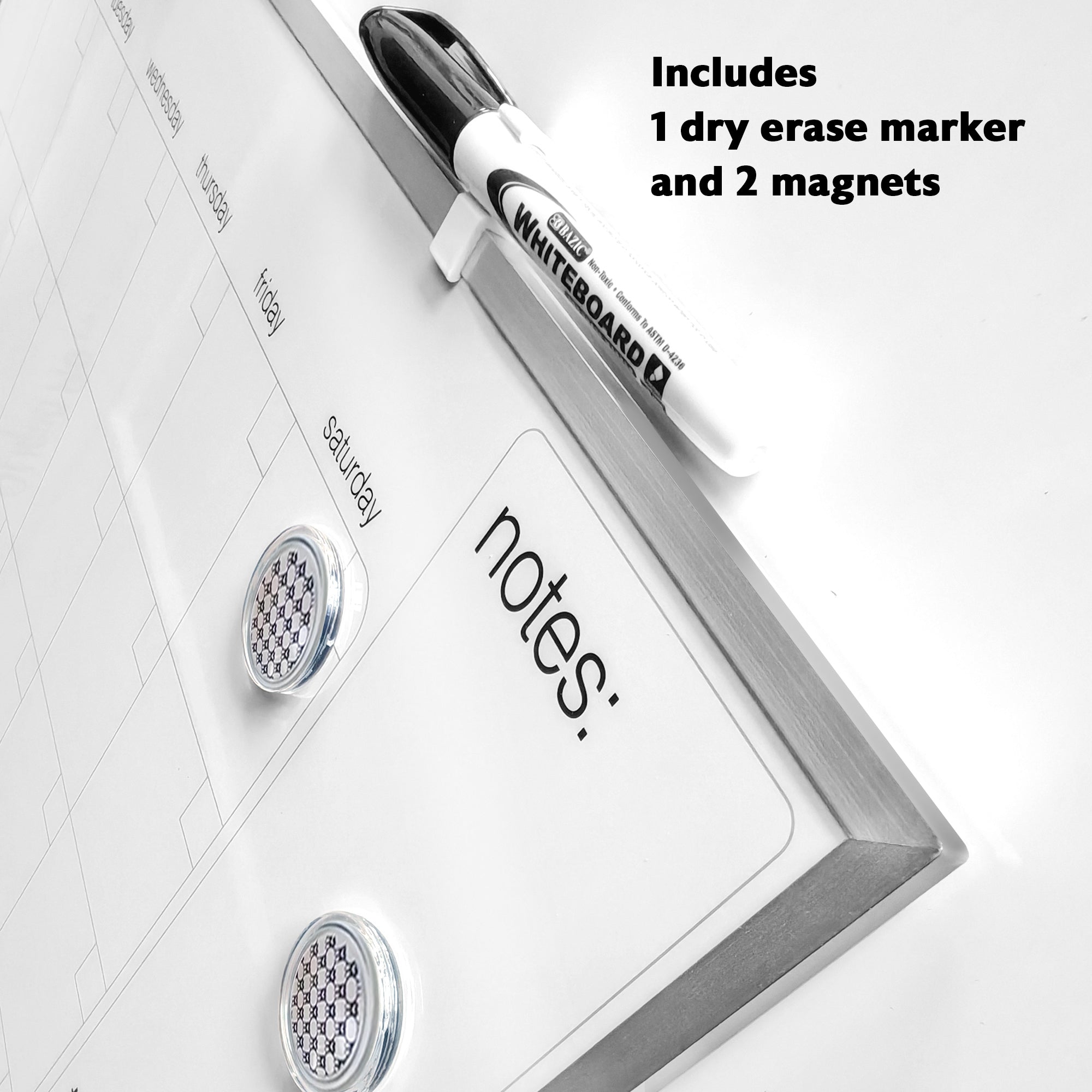 METALLIQUE Magnetic Dry Erase Calendar, 16 x 20 in