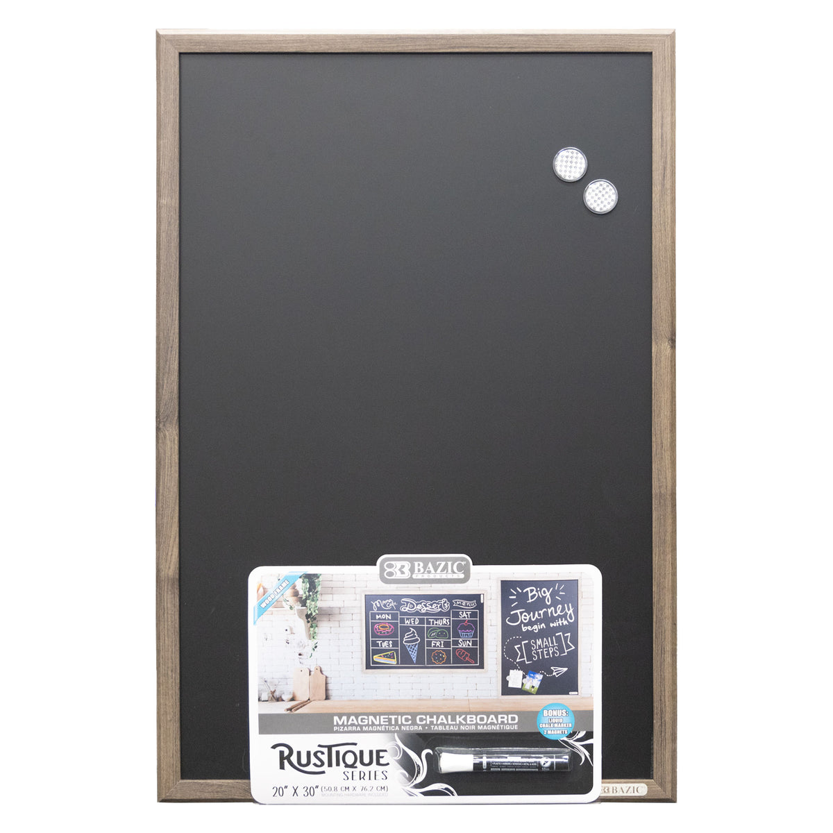BAZIC Wood Frame Magnetic Chalkboard, 20 x 30 in