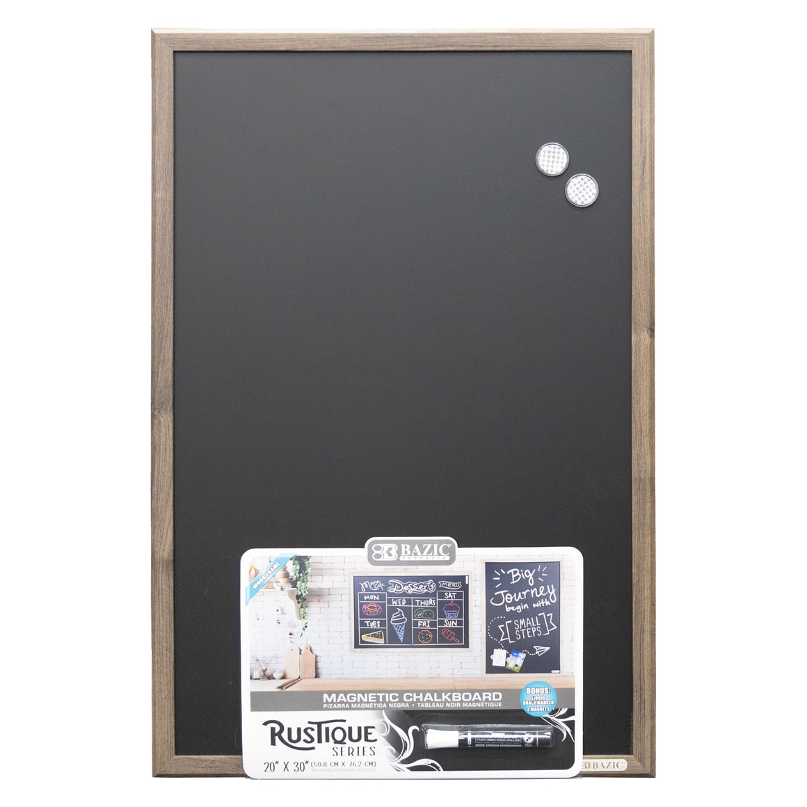RUSTIQUE Wood Frame Magnetic Chalkboard 20" x 30" w/ Chalk Marker & Magnets