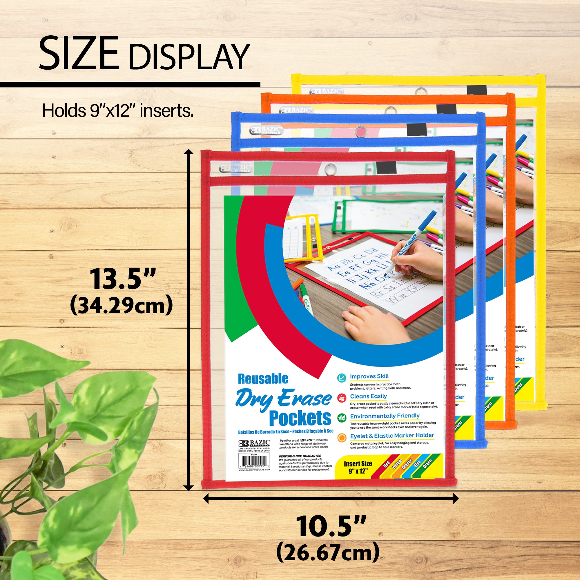 Dry Erase Pockets, Reusable 9" x 12" Sleeve