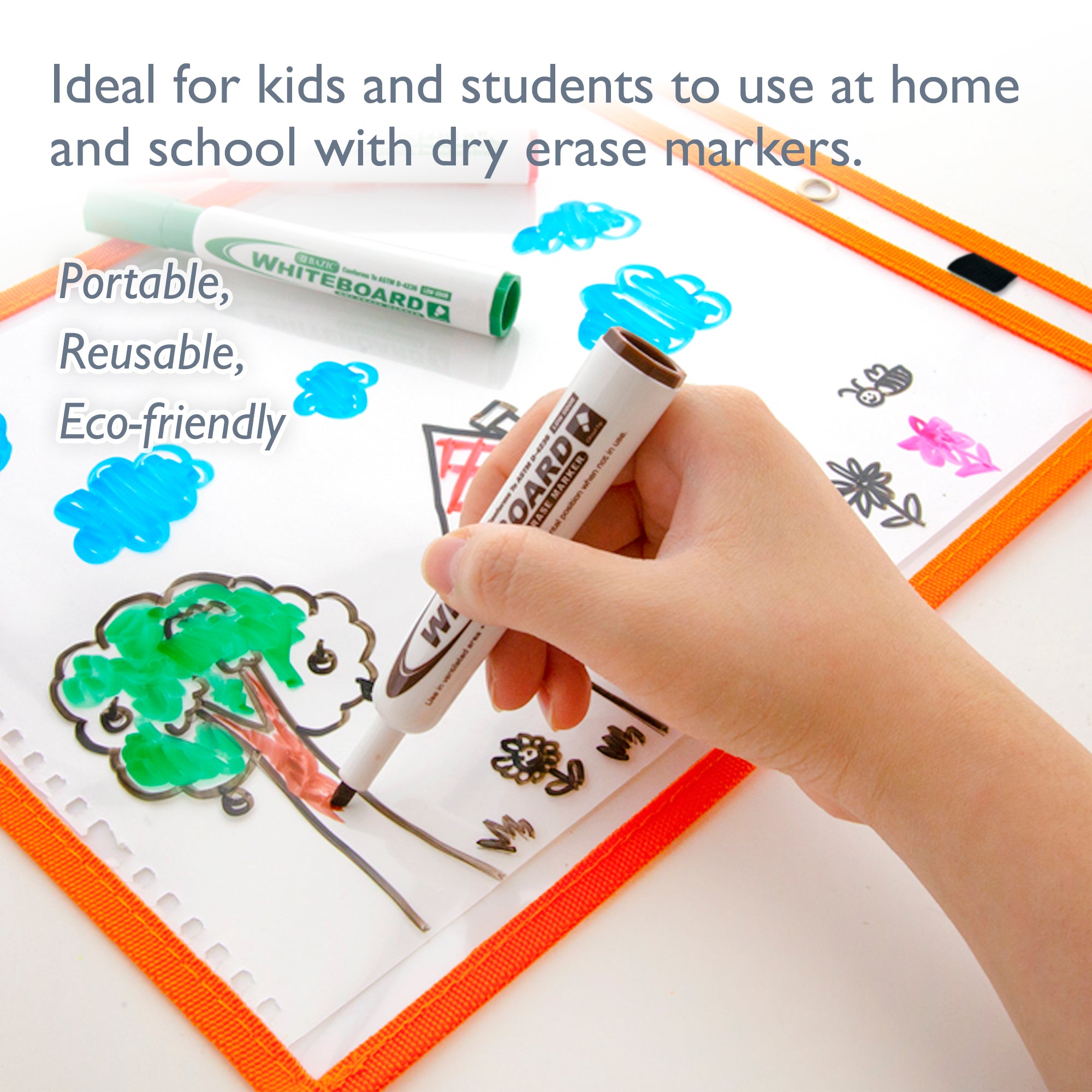 Reusable Dry Erase Pockets, 9 x 12 in, Sleeve