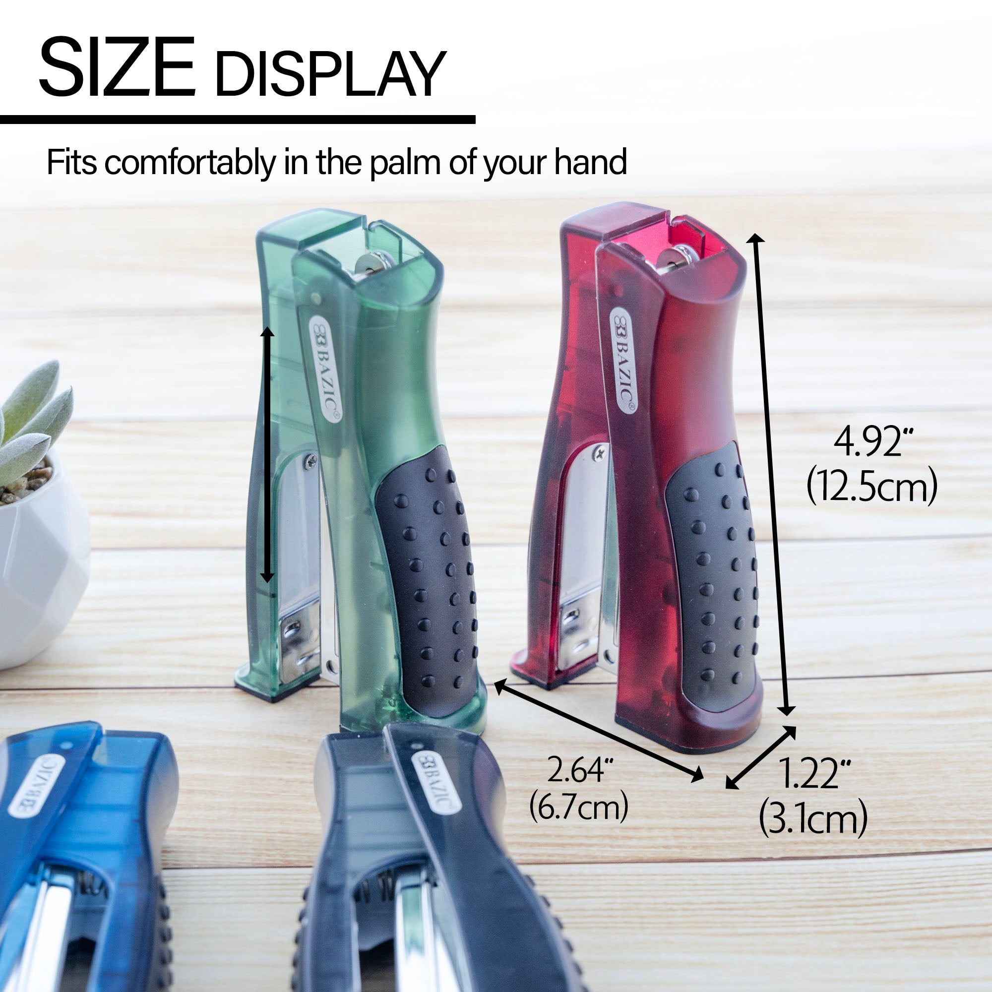 Compact Stand-Up Stapler with 500 Staples, 26/6 Standard