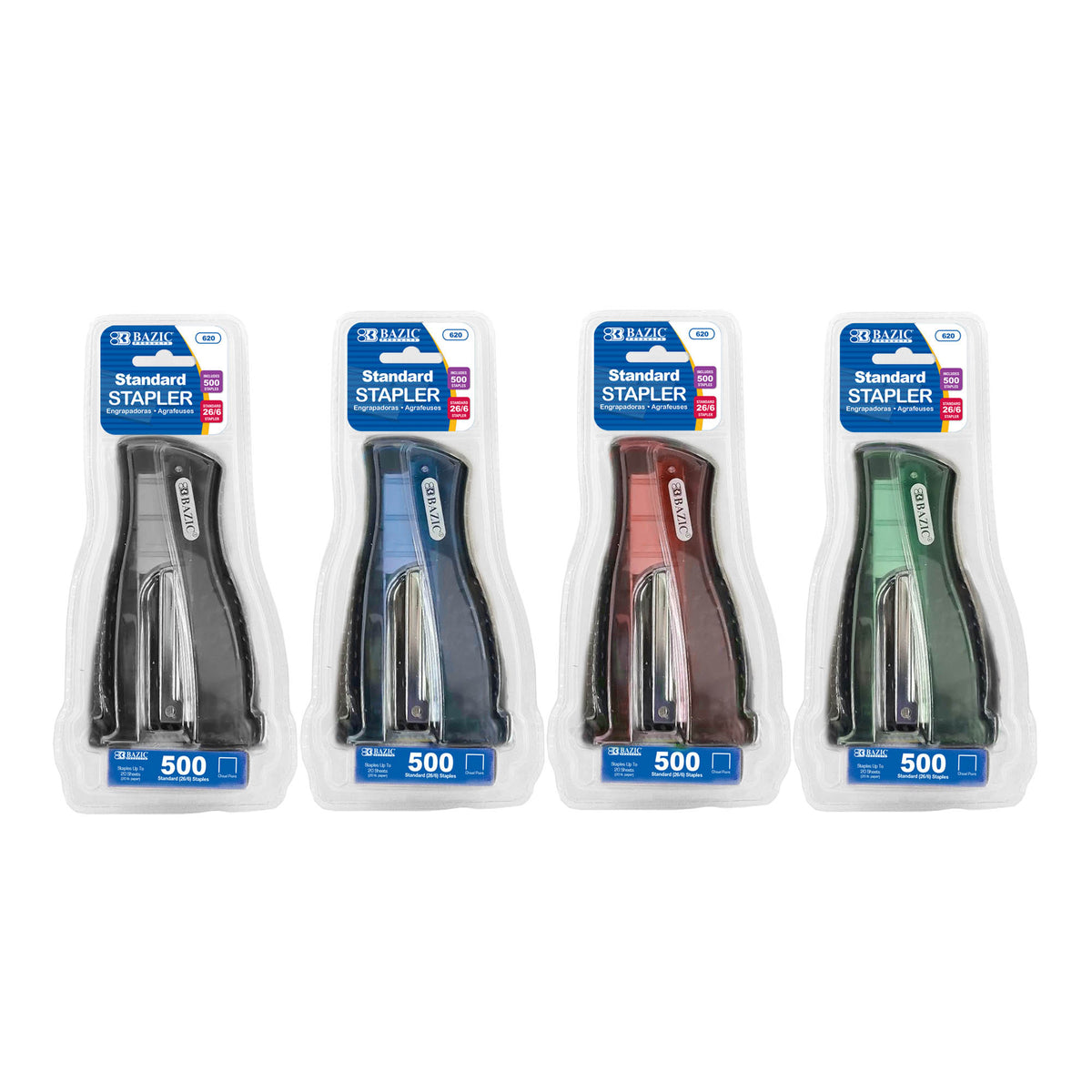 Compact Stand-Up Standard (26/6) Stapler w/ 500 Ct. Staples