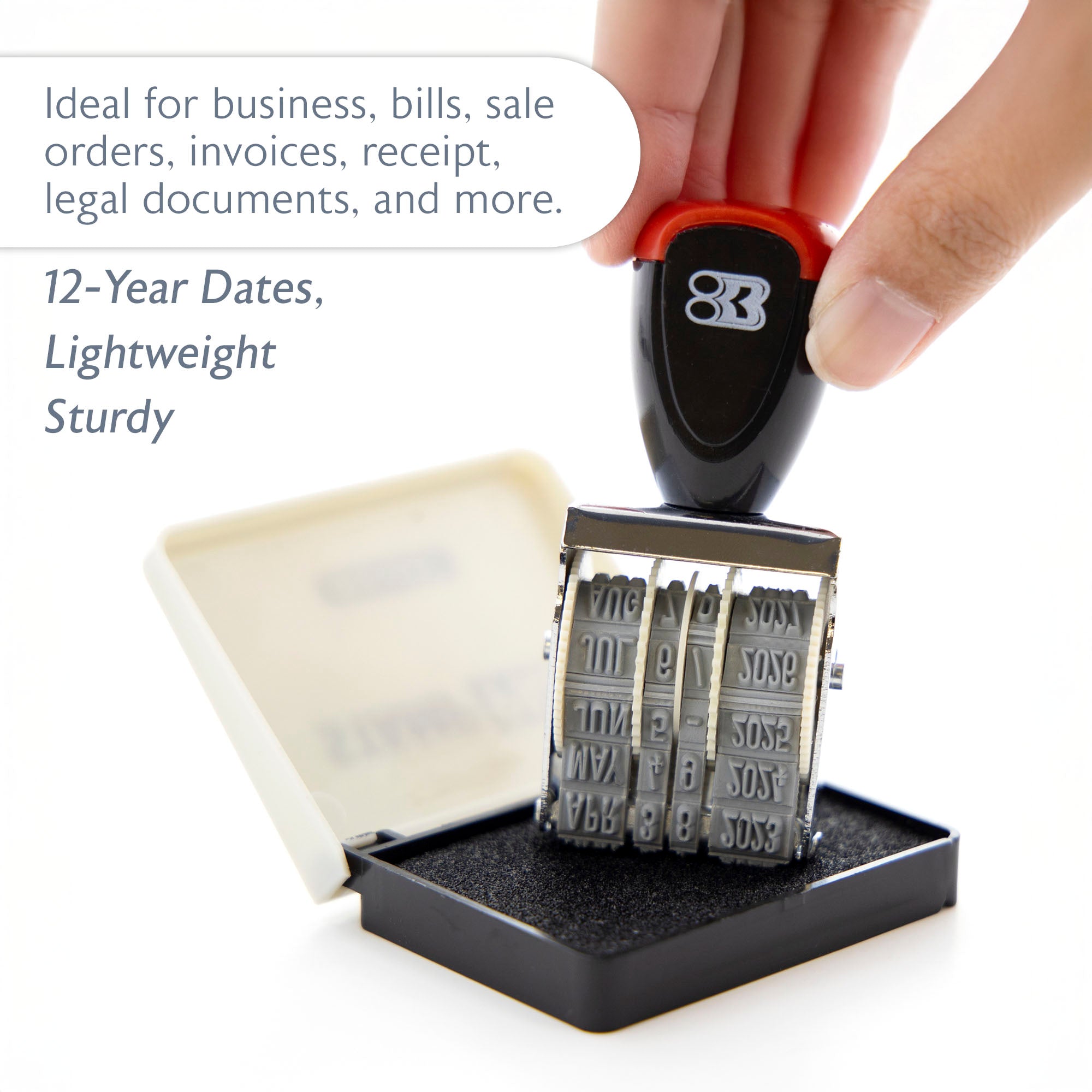 Date Stamp with Ink Pad, Rotating Date Bands