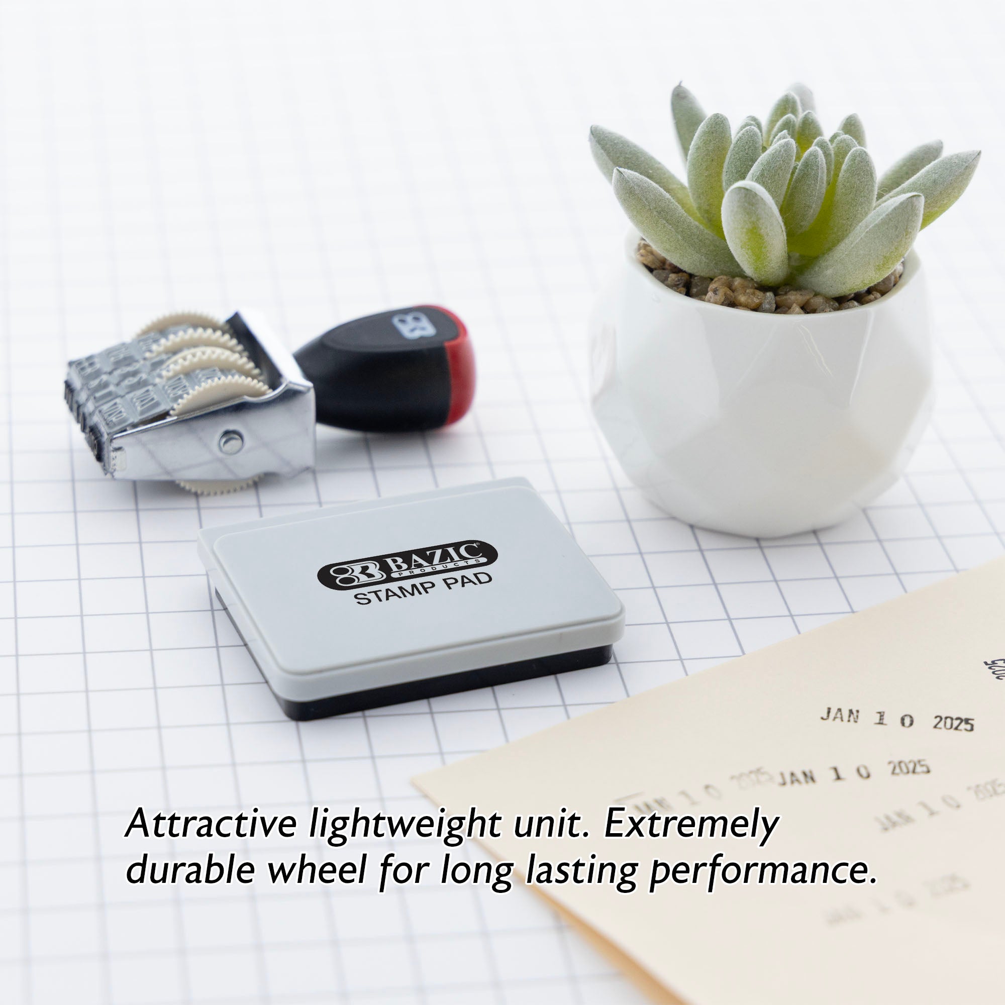 Date Stamp with Ink Pad, Rotating Date Bands