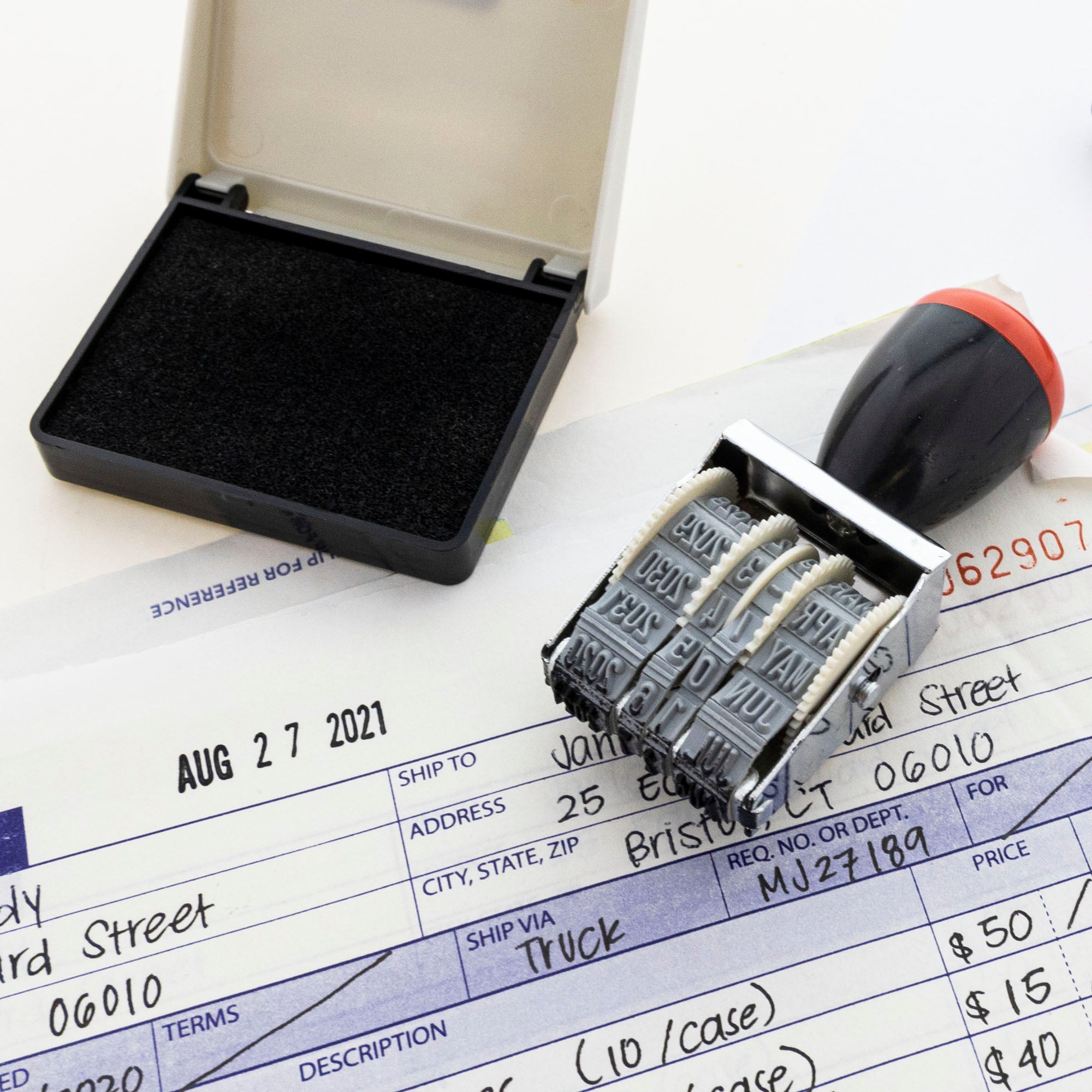 Date Stamp with Ink Pad, Rotating Date Bands