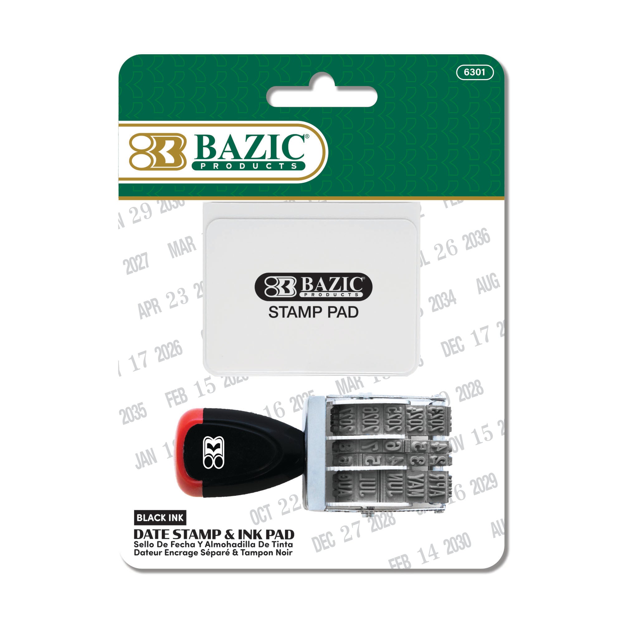 Date Stamp and Ink Pad, Black Ink, 12-Year Office Stamp