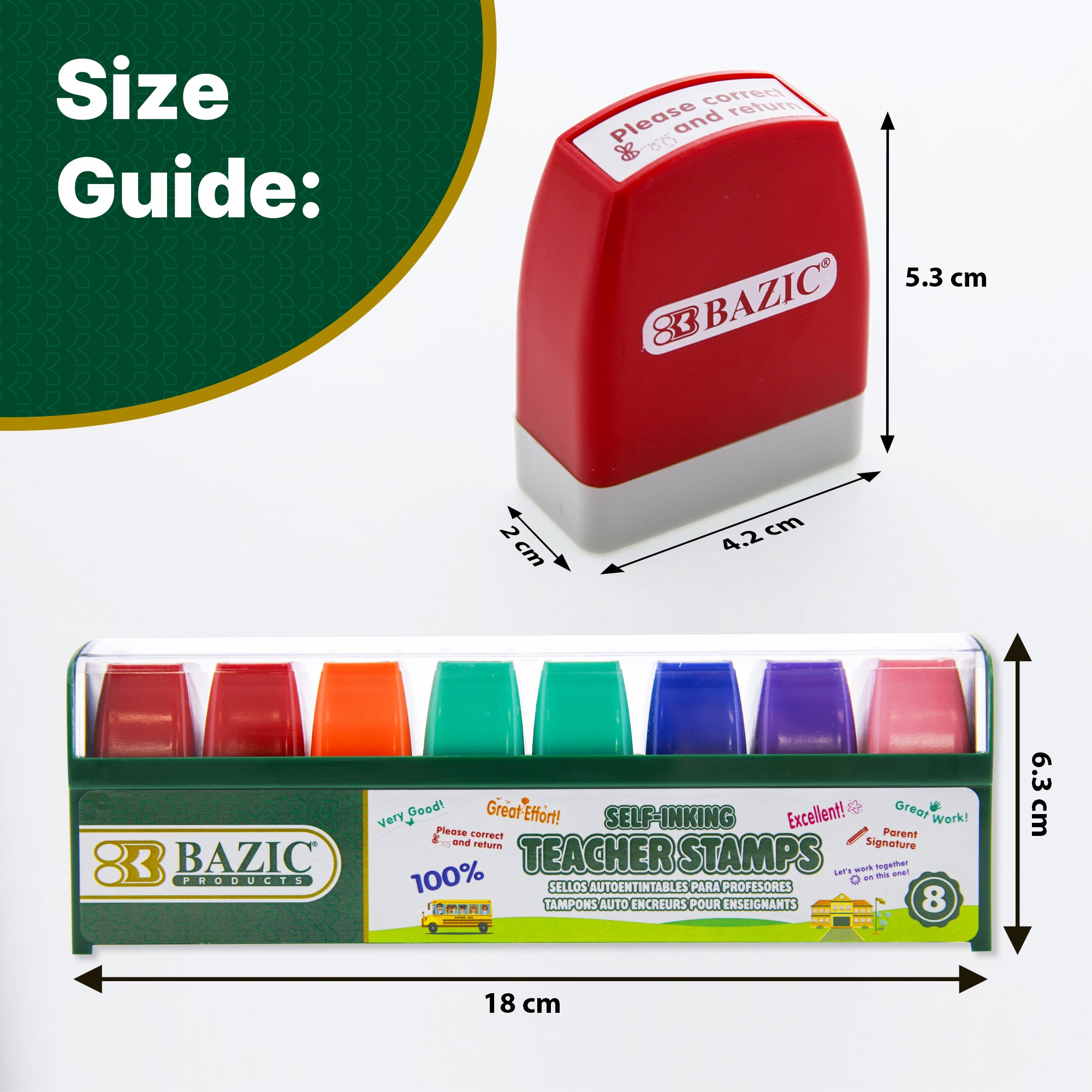 Self-Inking Teacher Stamps, Assorted Colors, 8-Count