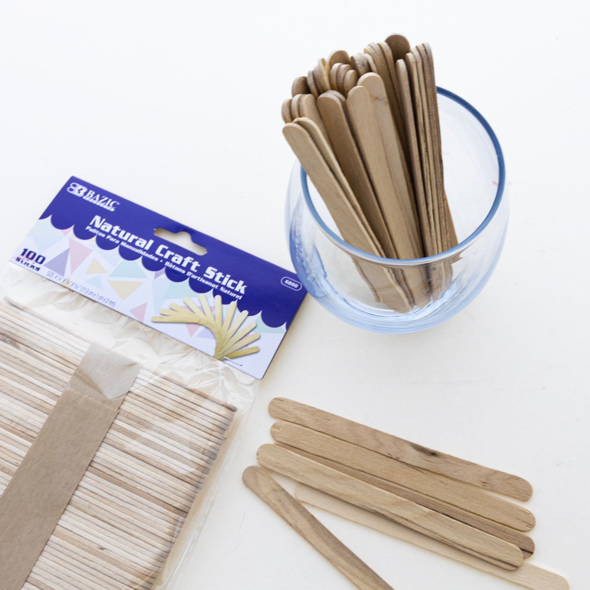 Wood Craft Sticks Natural 100 Pack