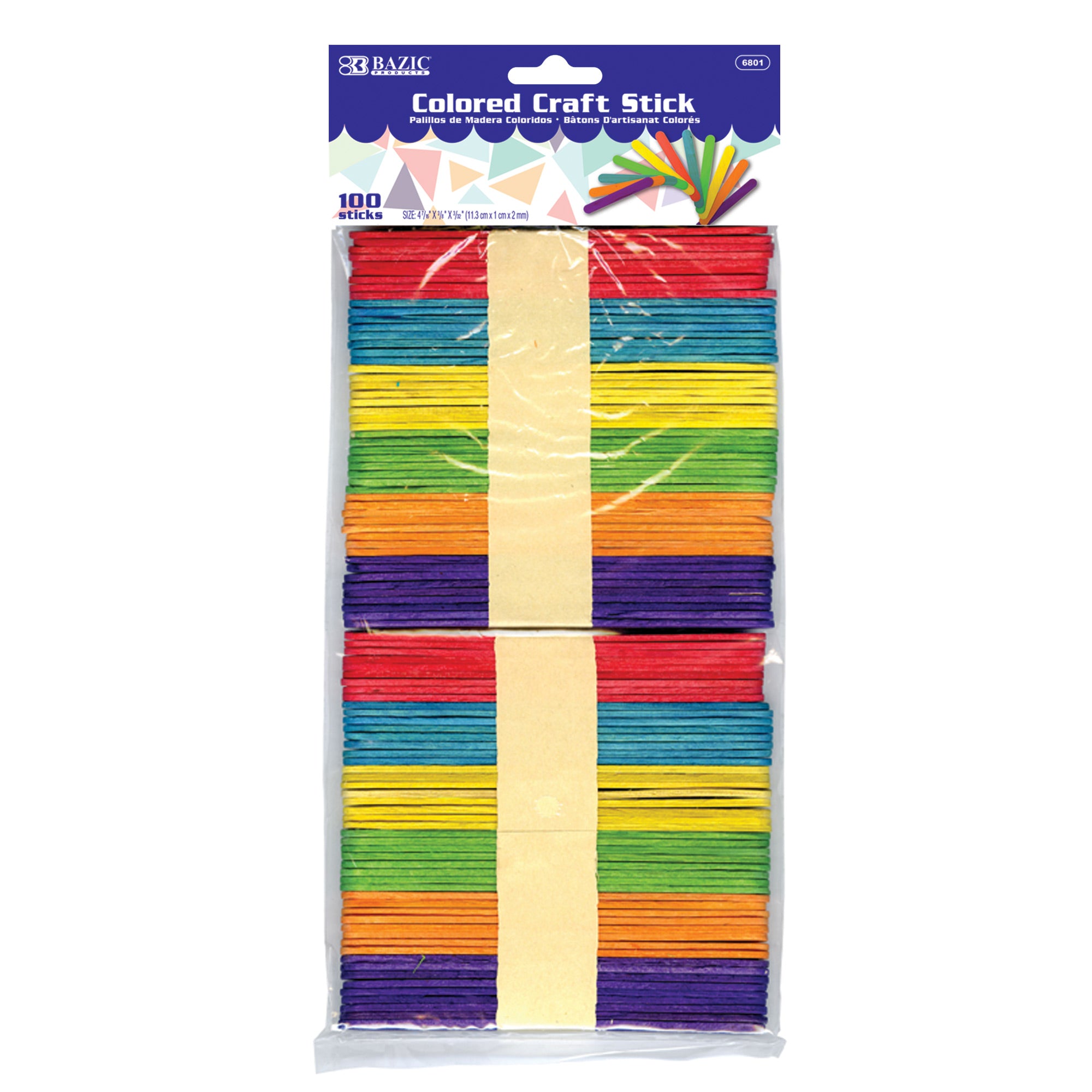 Colored Craft Sticks, 100 Count