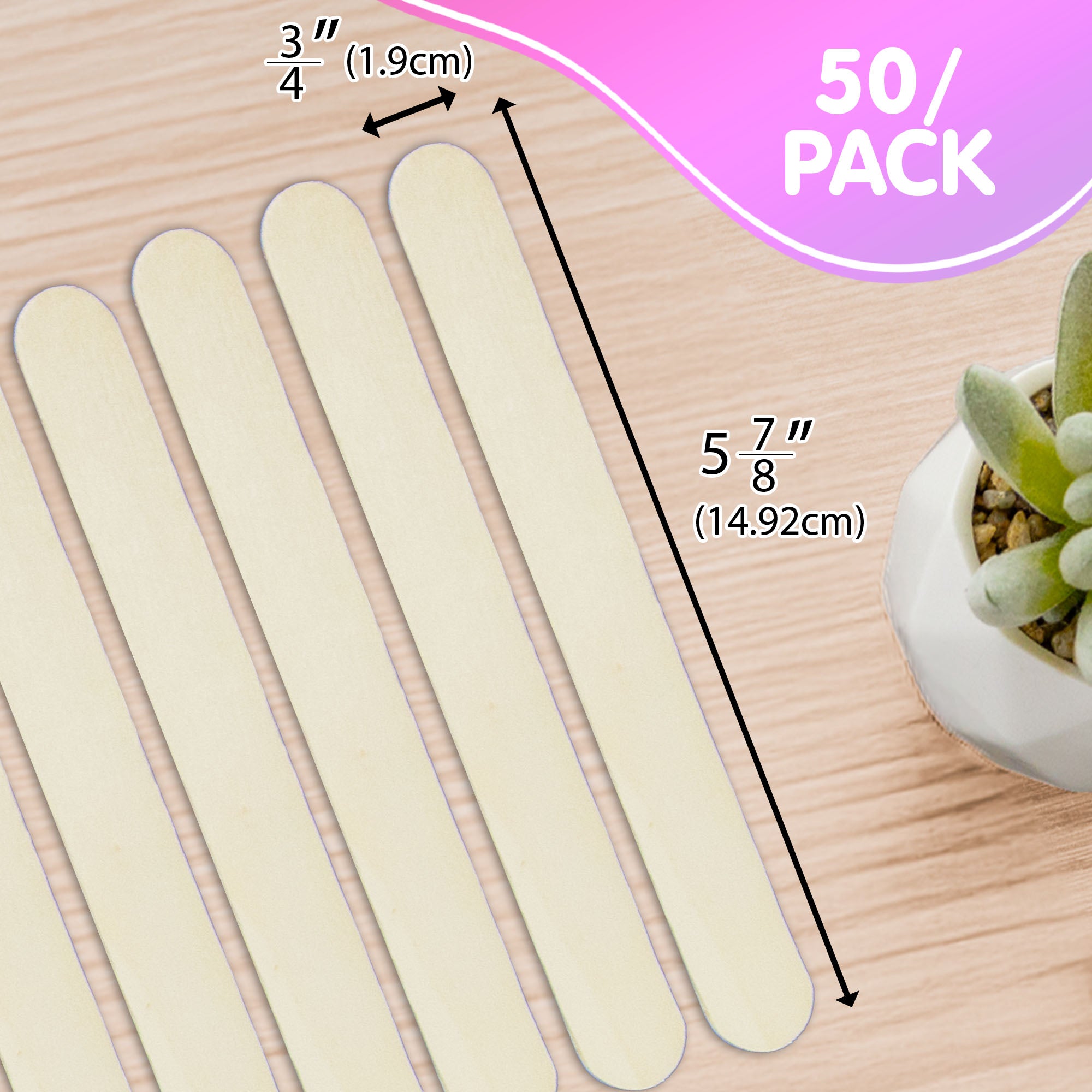 Popsicle Sticks for Crafts, 50 Count, Jumbo Natural Wood