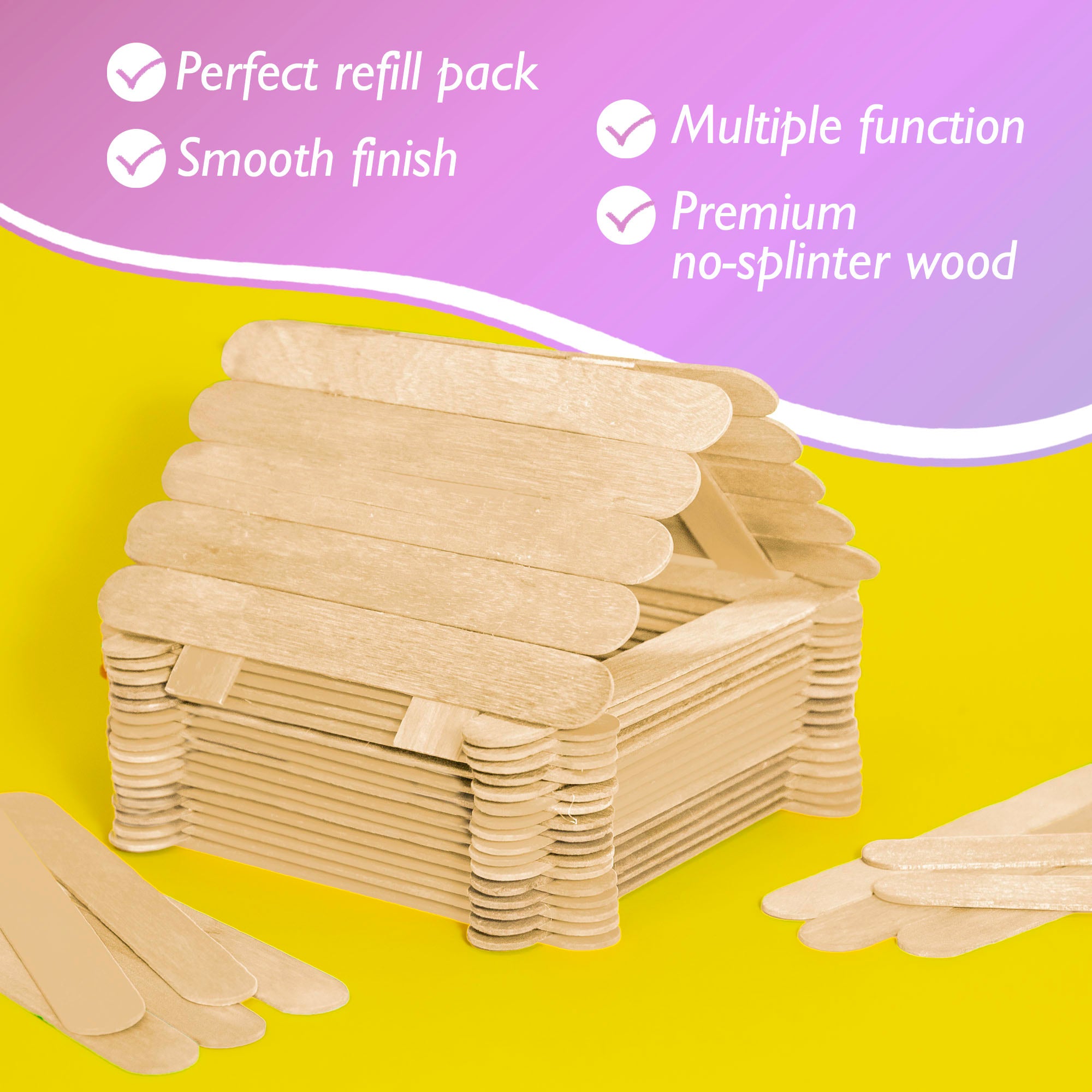 Popsicle Sticks for Crafts, 50 Count, Jumbo Natural Wood