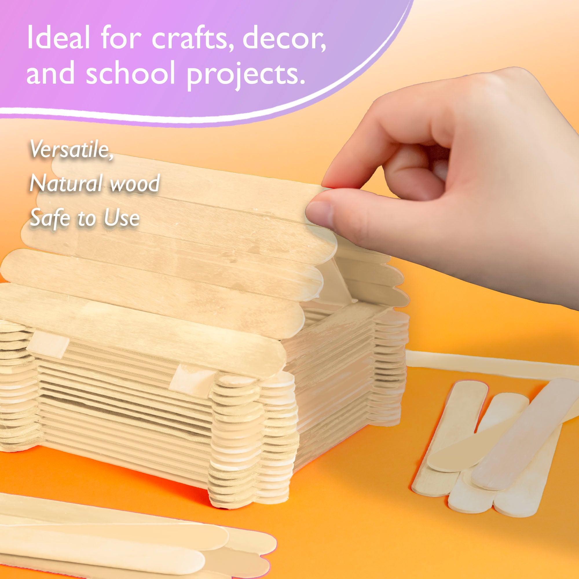 Popsicle Sticks for Crafts, 50 Count, Jumbo Natural Wood