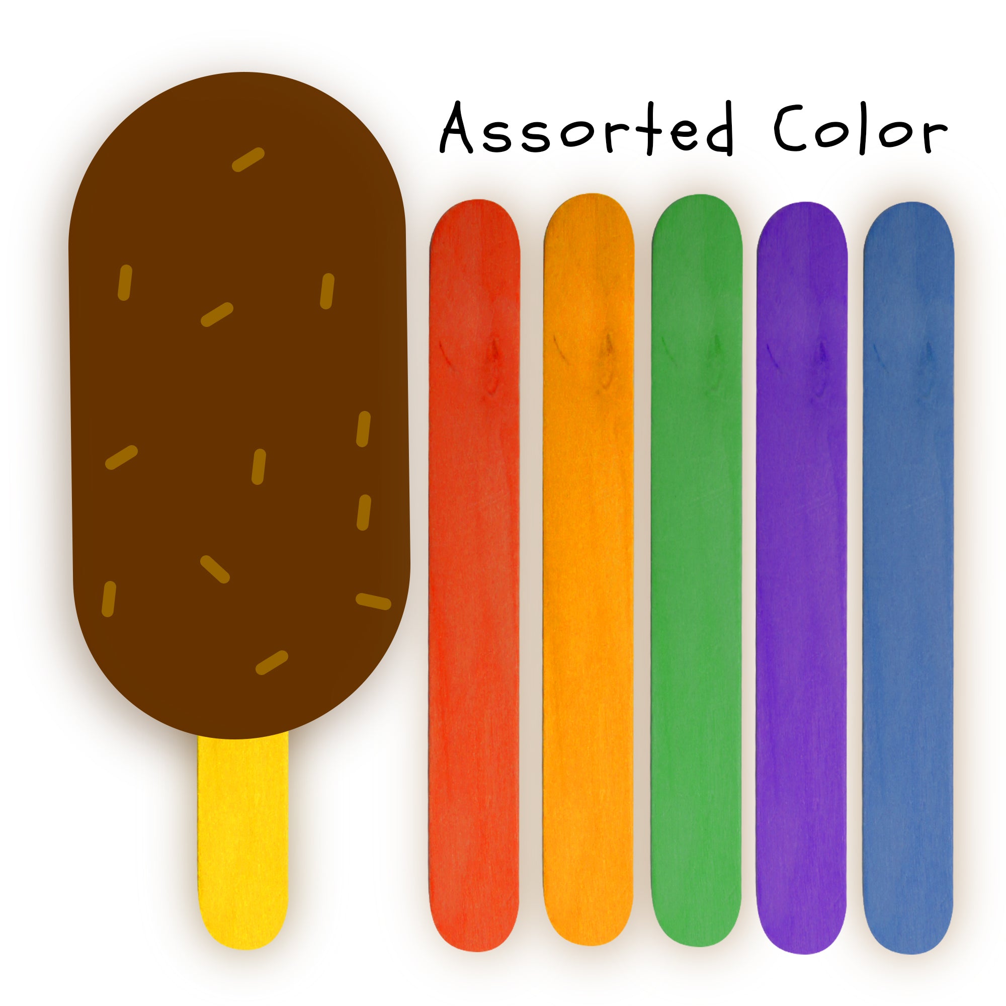Popsicle Sticks for Crafts, 50 Count, Jumbo Colored Wood