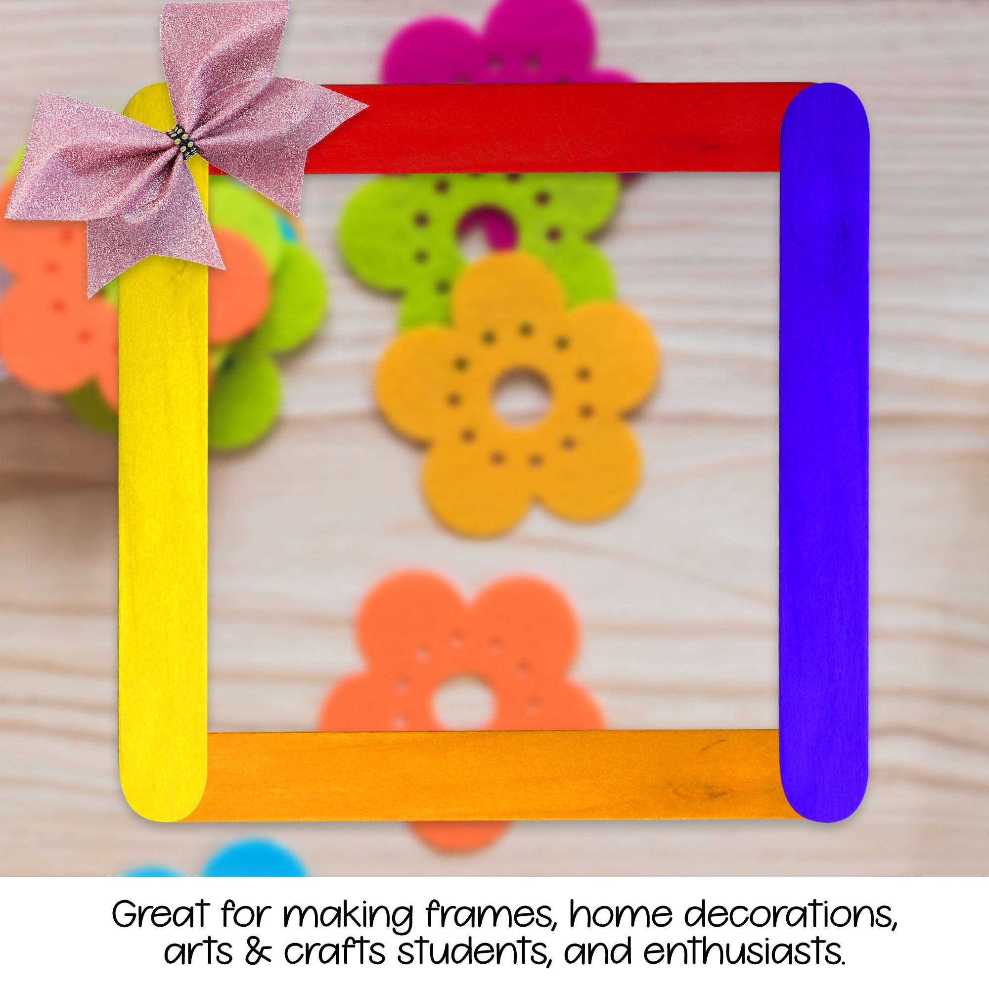 Popsicle Sticks for Crafts, 50 Count, Jumbo Colored Wood