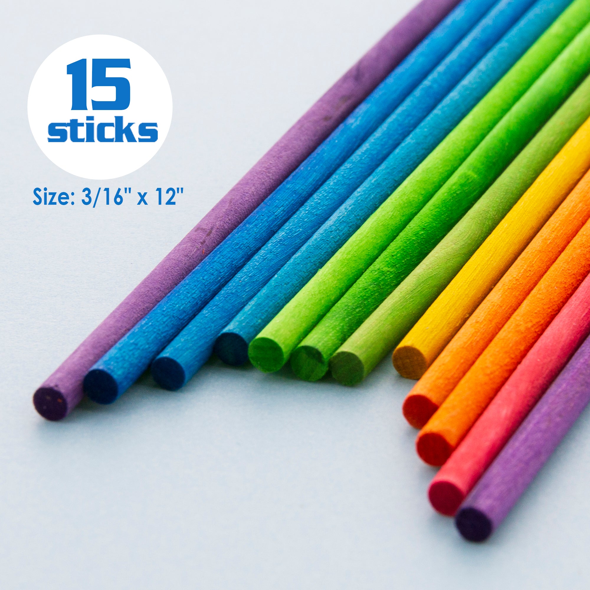 Multi-Colored Birch Round Dowels, 3/16 x 12 in