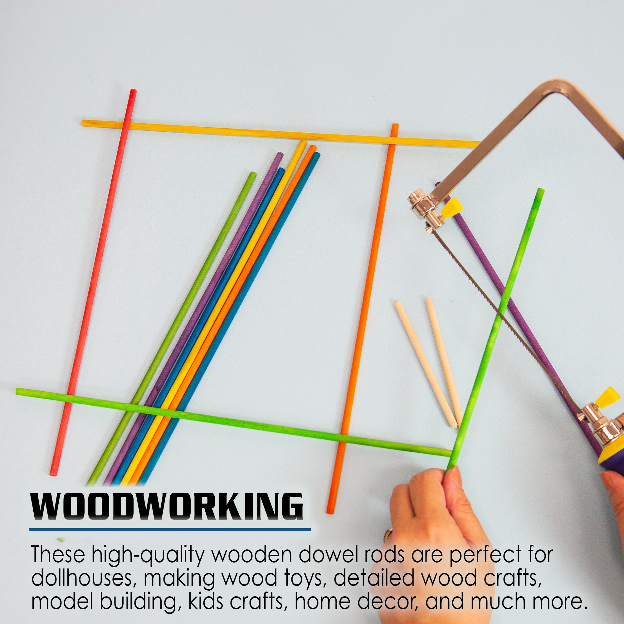 Multi-Colored Birch Round Dowels, 3/16 x 12 in