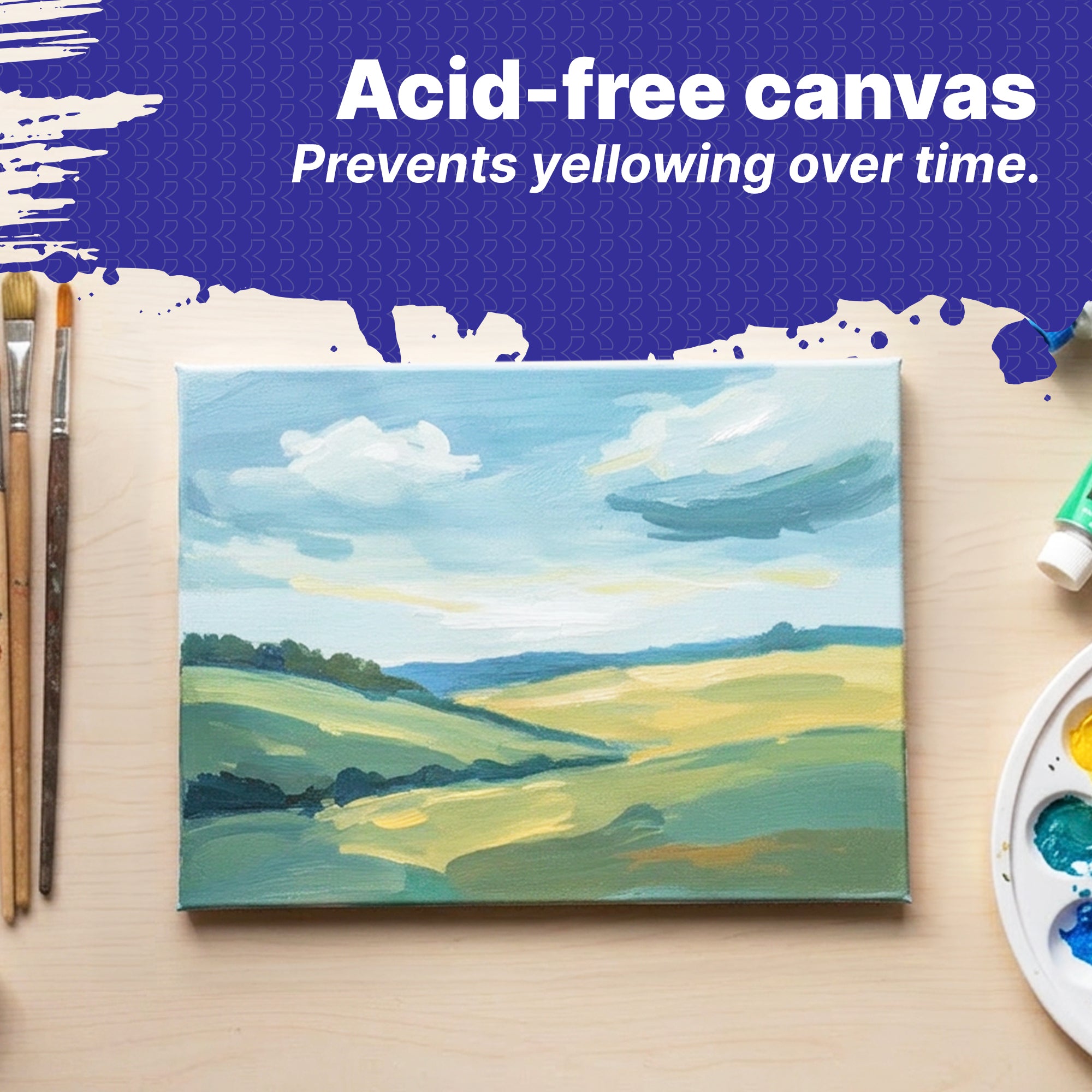 White Stretched Canvas, Triple-Primed Cotton, 5 x 7 in