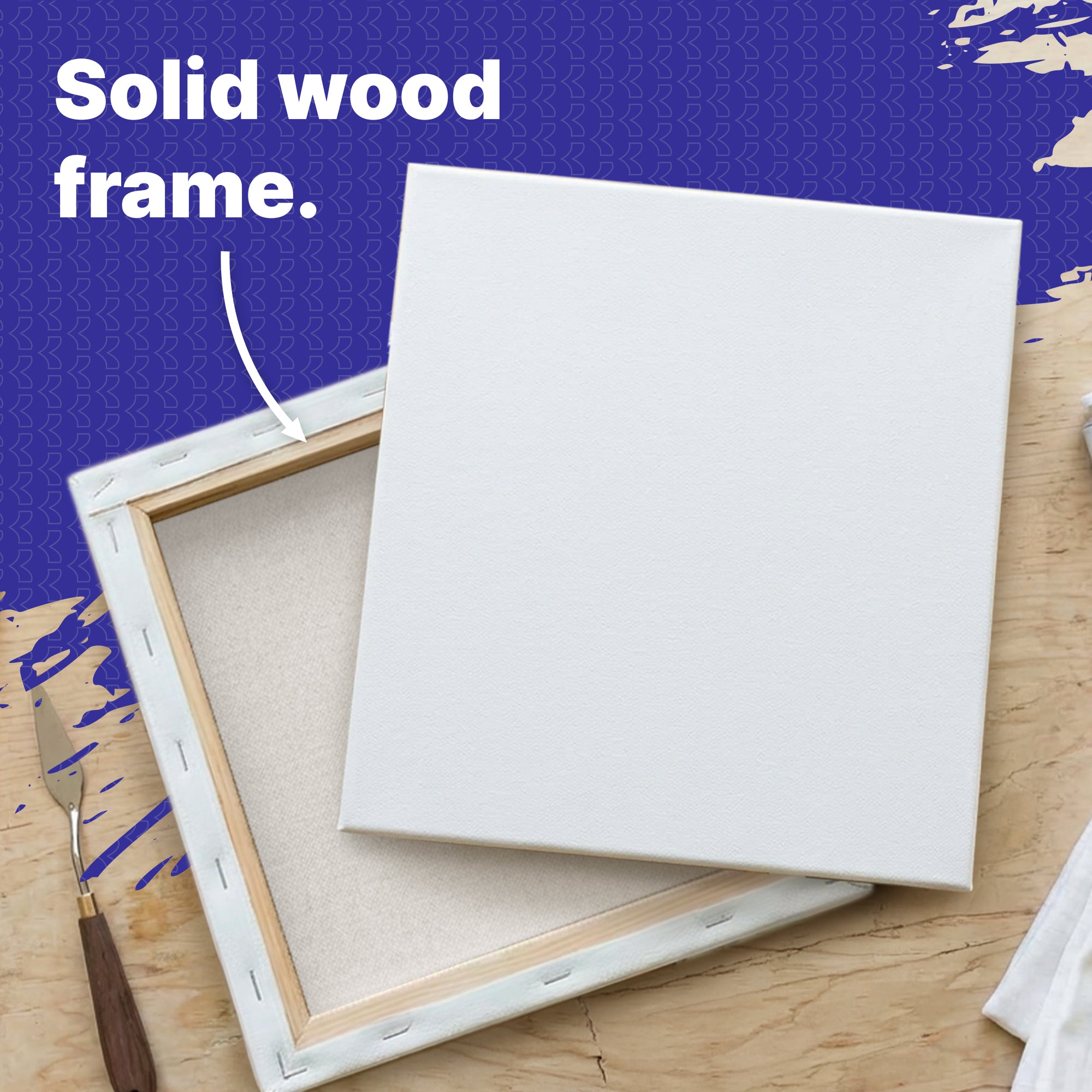 White Stretched Canvas, Triple-Primed Cotton, 8 x 8 in