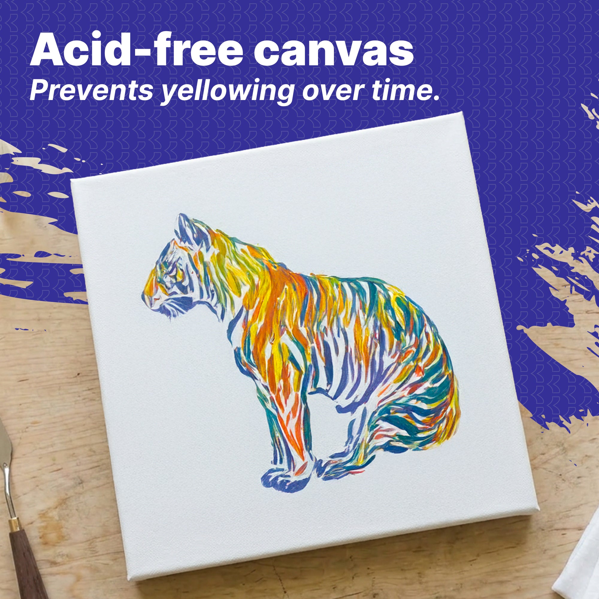 White Stretched Canvas, Triple-Primed Cotton, 8 x 8 in