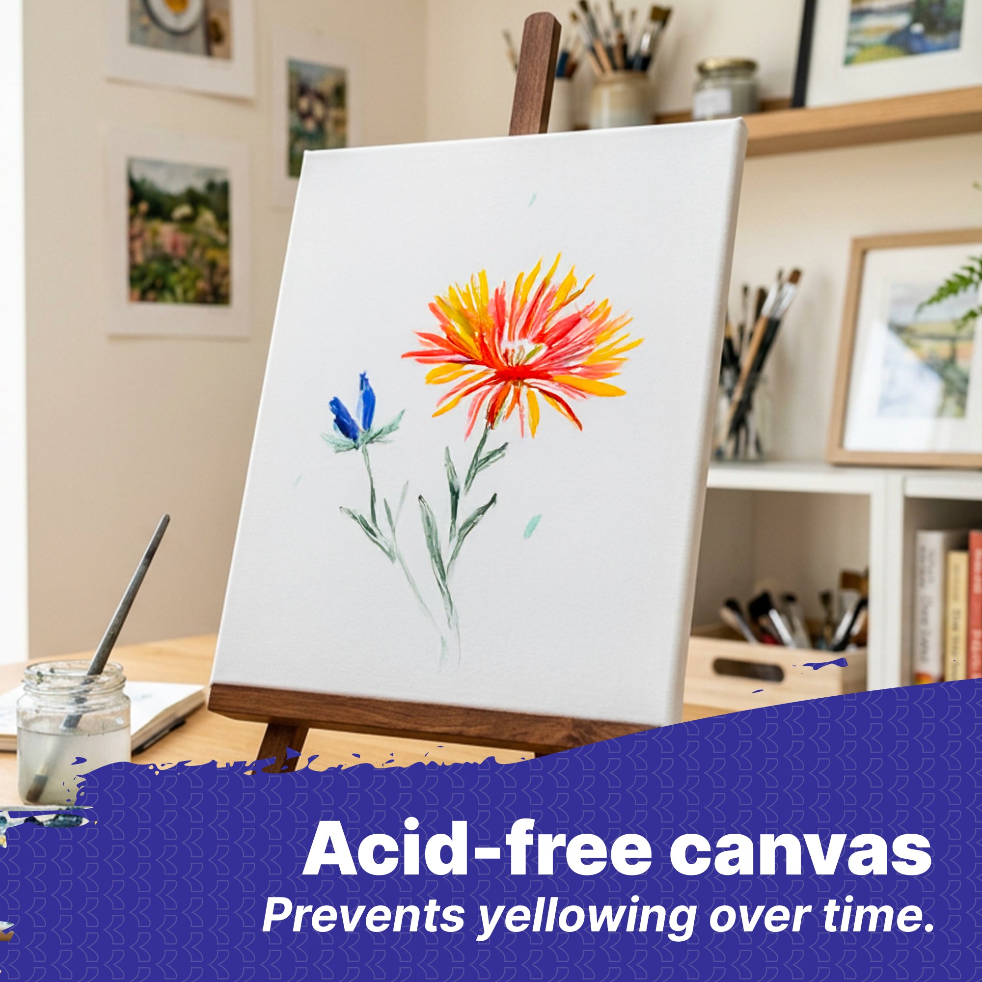 White Stretched Canvas, Triple-Primed Cotton, 8 x 10 in